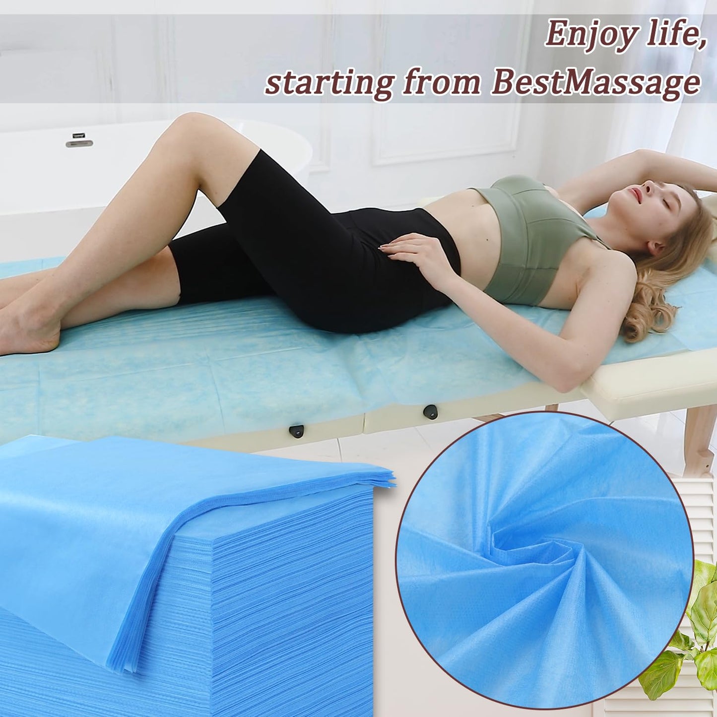 Disposable Bed Sheets 200 Pcs 31" x 71" Massage Table Sheets Non Woven Fabric SPA Bed Cover Breathable for Massage Beauty Tattoos(Blue)