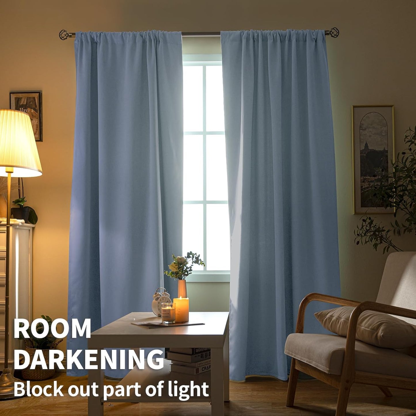 BGment Baby Blue Room Darkening Curtains 84 Inch Length for Kids Bedroom - Thermal Insulated Drapes with Rod Pocket Darkening Privacy for Living Room, 42 x 84 Inch, 2 Panels