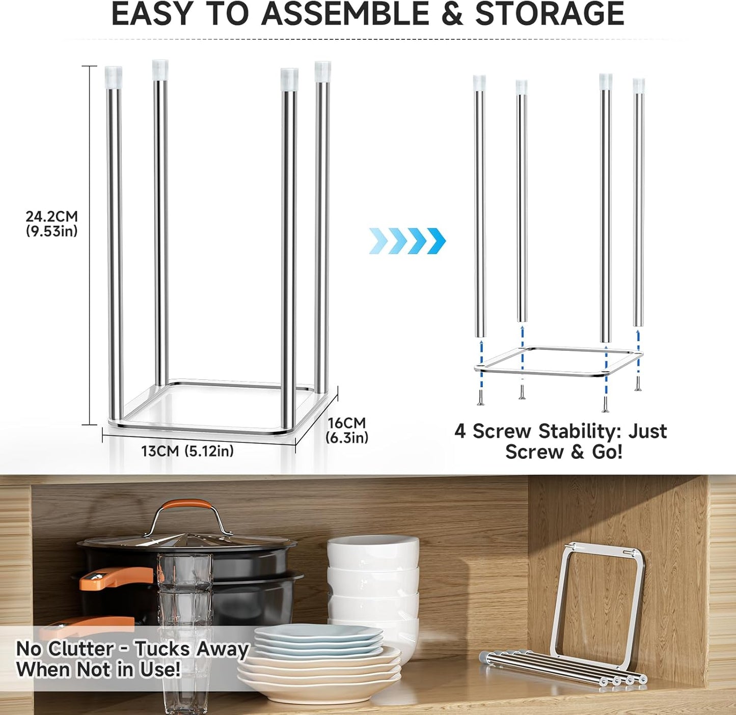 Water Bottle Drying Rack Reusable Bottle Rack Dryer Kitchen Stand Holder Stainless Steels Countertop Baby Bottle Drying Rack Water Cup Drying Rack for Plastic Bags, Bottles and Cups Silver