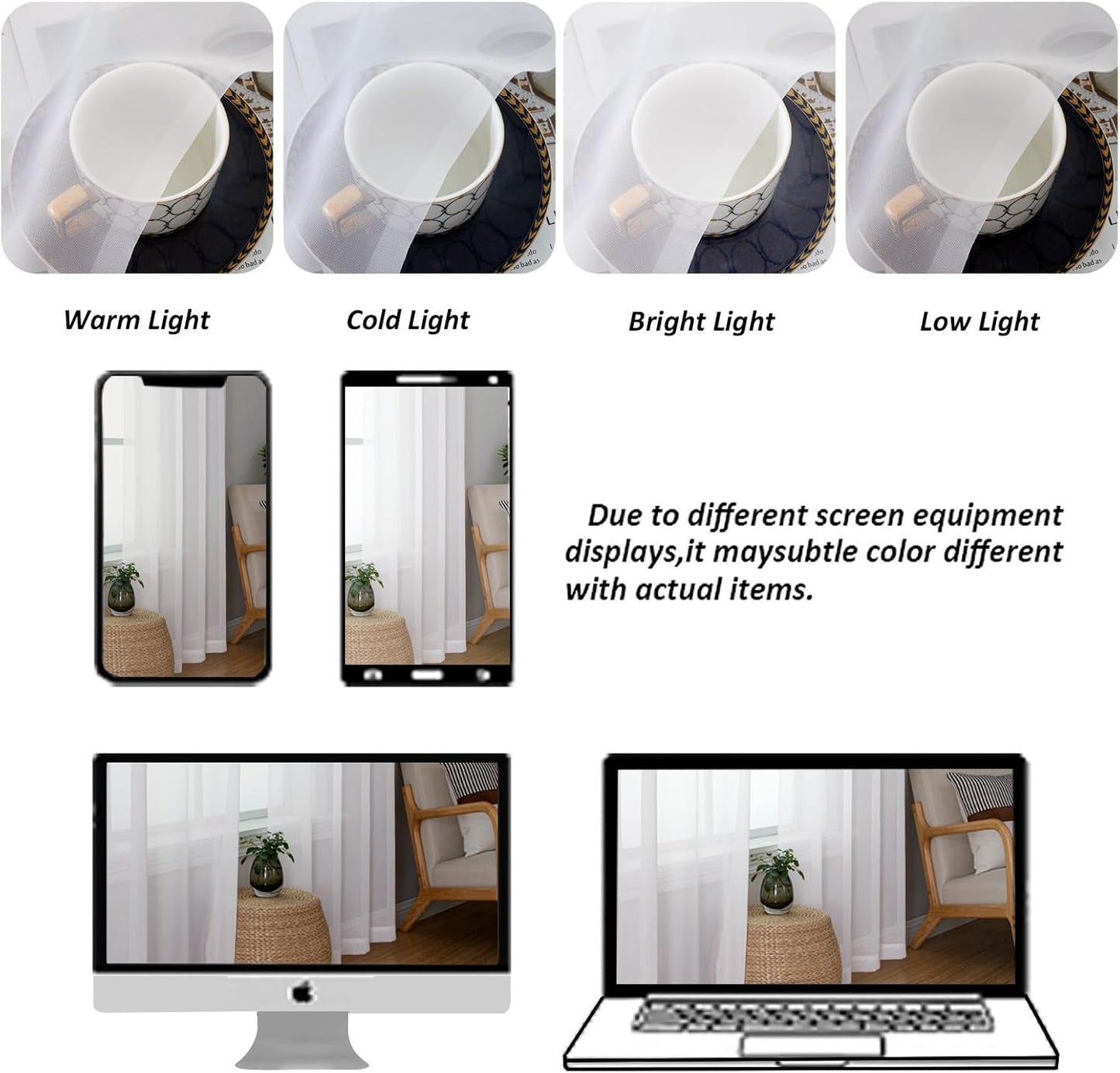 Chyhomenyc Extra Long White Sheer Curtains 144 inch 2 Panels, Translucent Backdrop Window Scarf Drapes for Canopy Bed/Wedding/Living Room/Anniversary, 12FT Length, Each 59Wx144L in, 2PCS