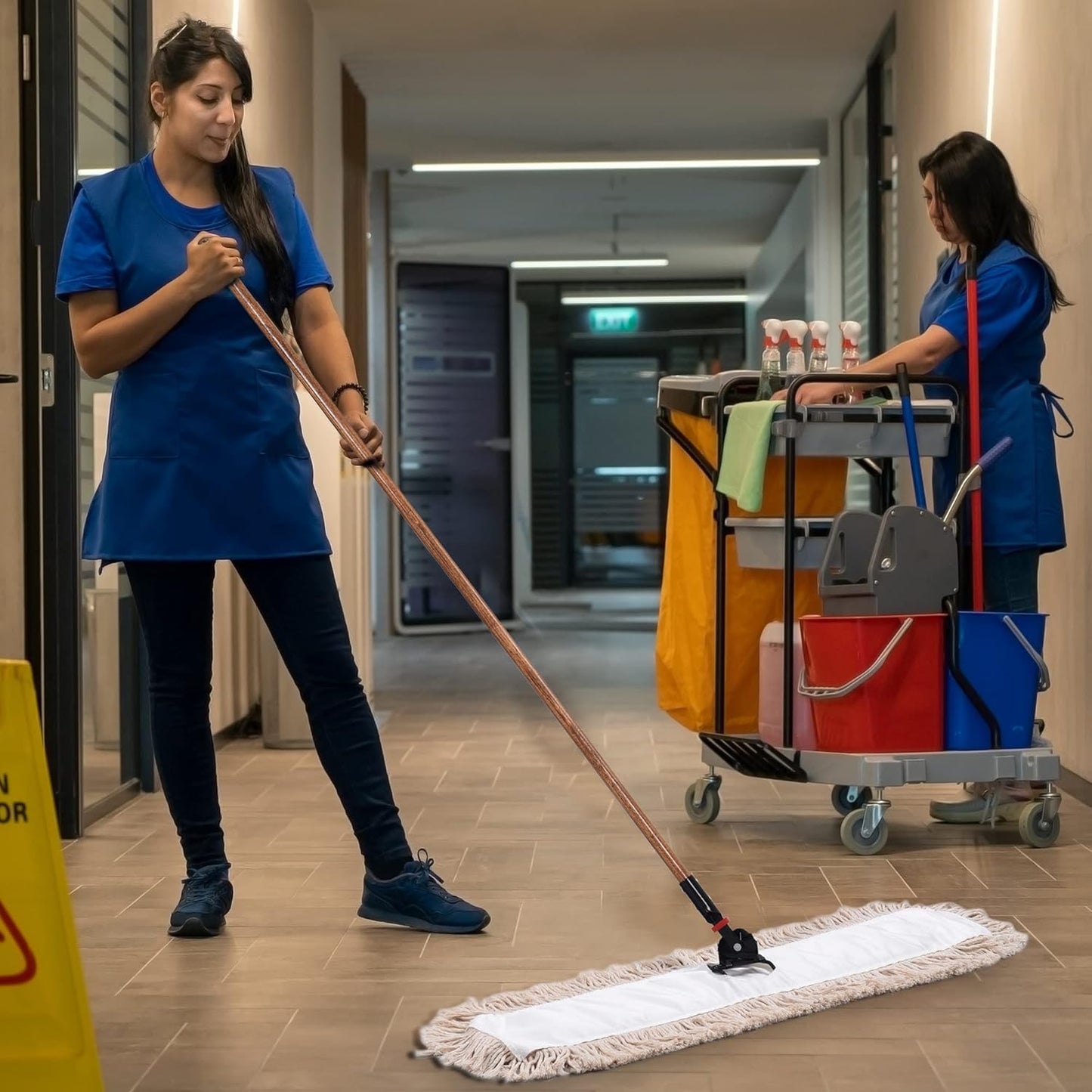 Matthew Cleaning 24'' Cotton Dust Mop Refill Washable Thick Tufted Replacement Heads for Residential & Commercial Use Fit All 24'' Dust Mop Frames, Hardwood, Laminate, Concrete Floors 3 Pack