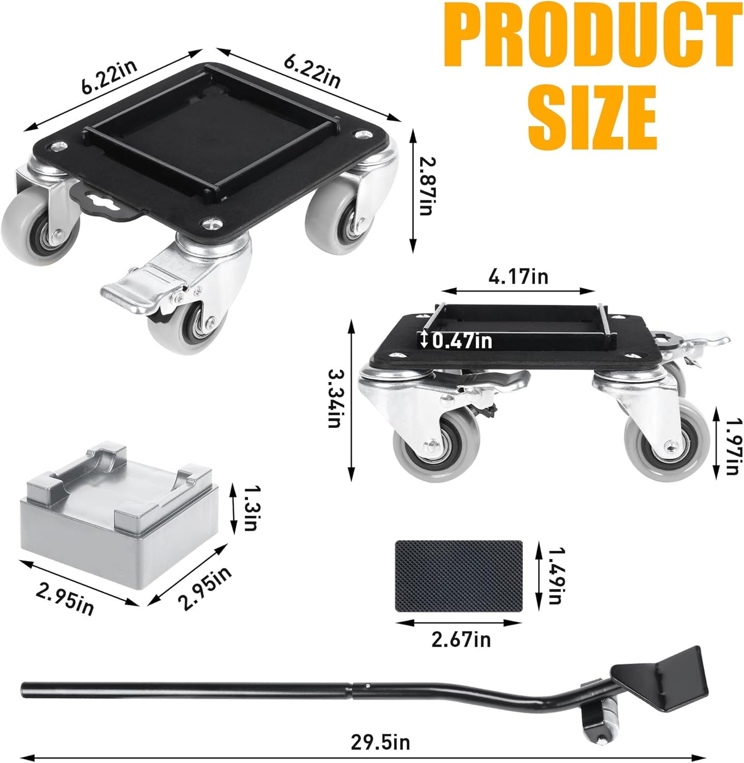 Furniture Movers with 4 Wheels,Heavy Duty Furniture Lift Mover Tool Set with 2000 lbs Load Capacity, Easy Sliders Dolly with Removable Side Guards&Brake, for Moving Appliance,Sofa etc