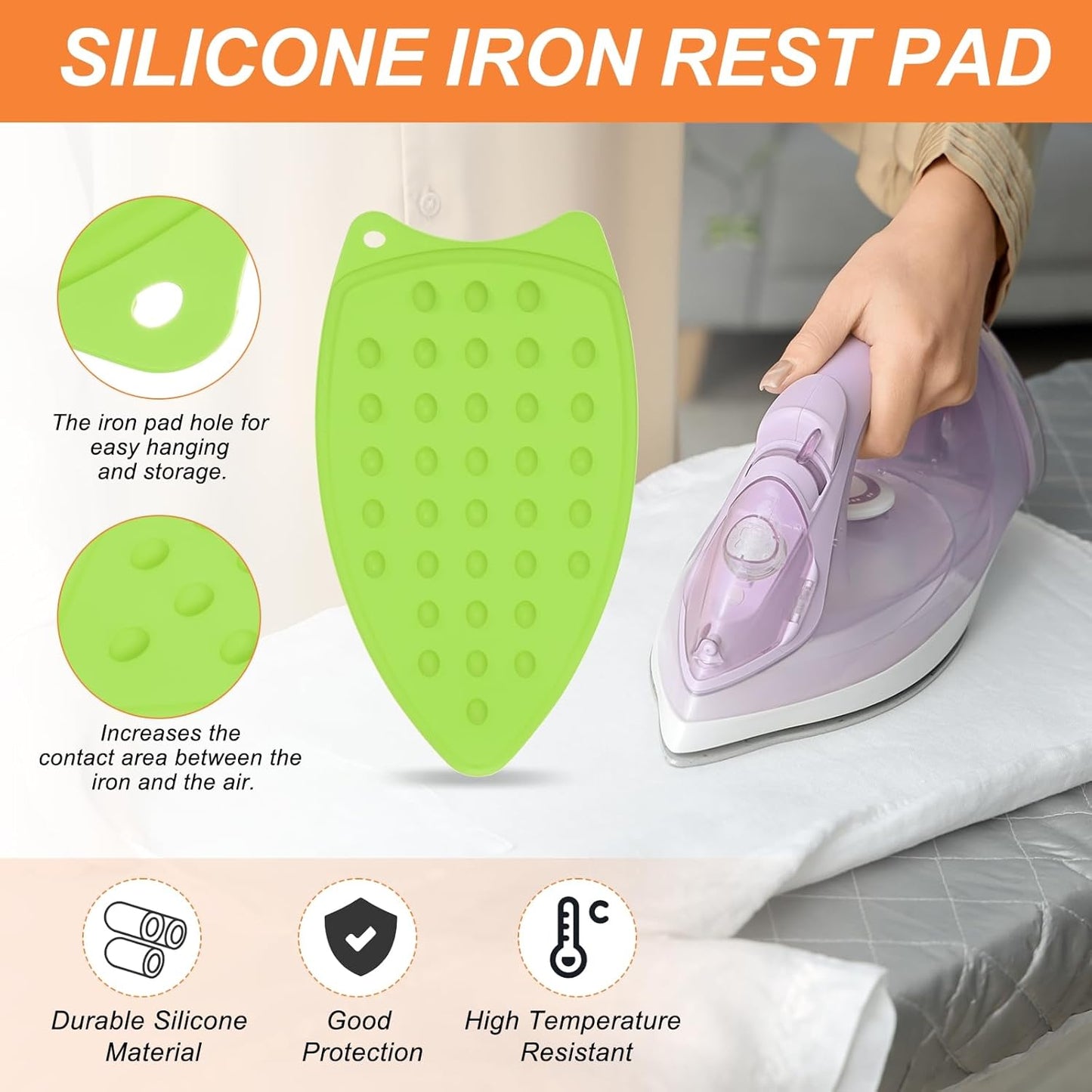 PATIKIL Silicone Iron Rest Pad, Multipurpose Hot Heat Resistant Iron Rest Plate Protective Pad for Ironing Board Hot Resistant Steamer Steam Compact Mat, Green