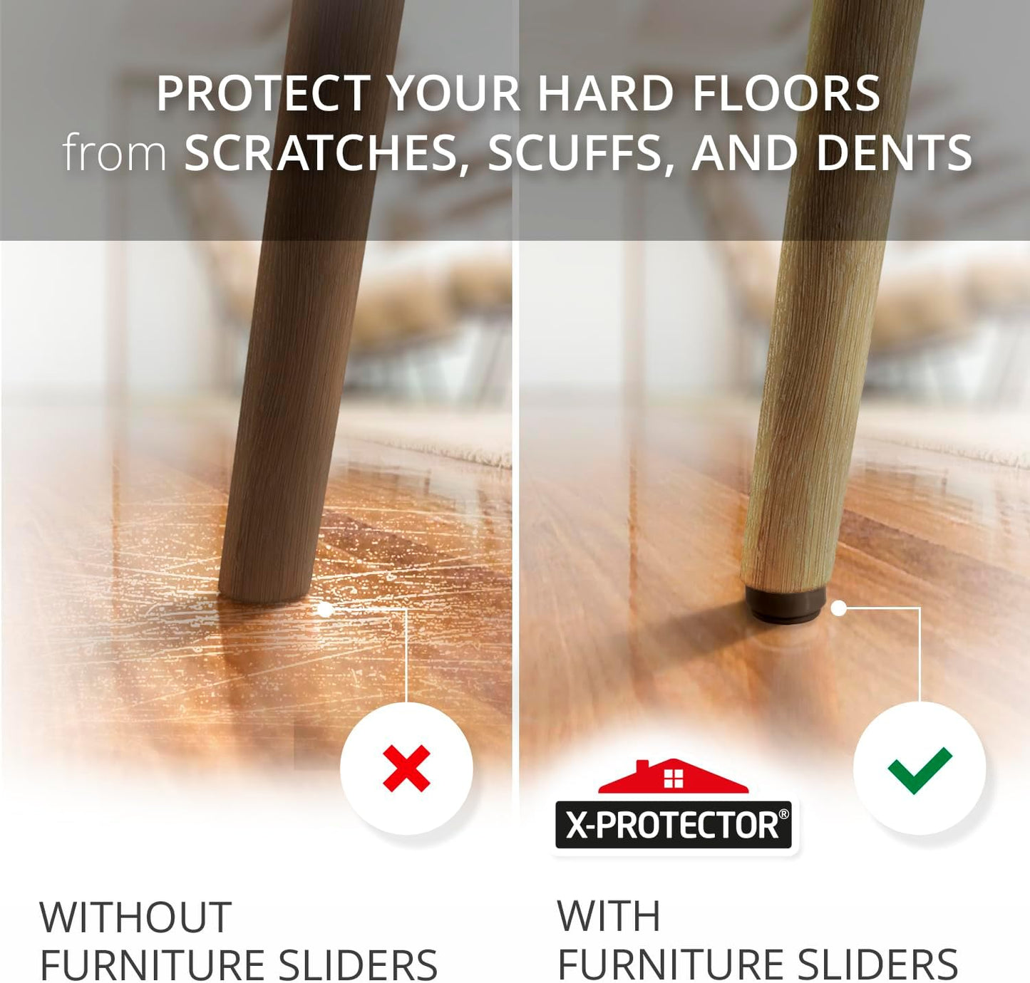 Chair Glides X-PROTECTOR – 16 PCS 1" Furniture Glides – Screw-On Chair Sliders – Premium Chair Leg Floor Protectors – Slide Furniture Effortlessly on All Floor Types with Small Furniture Sliders!