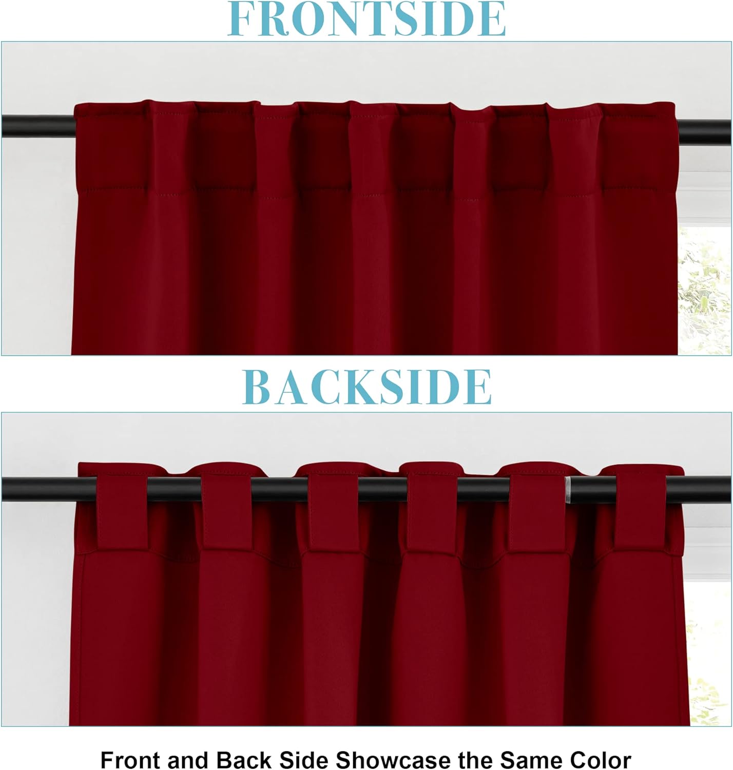 RYB HOME Living Room Curtains 63 inch Length, Blackout Energy Efficient Window Covering Heavy Duty Vertical Privacy Drapes for Nursery Girls Room Classroom W42 x L63 inch, Burgundy Red, 2 Panels