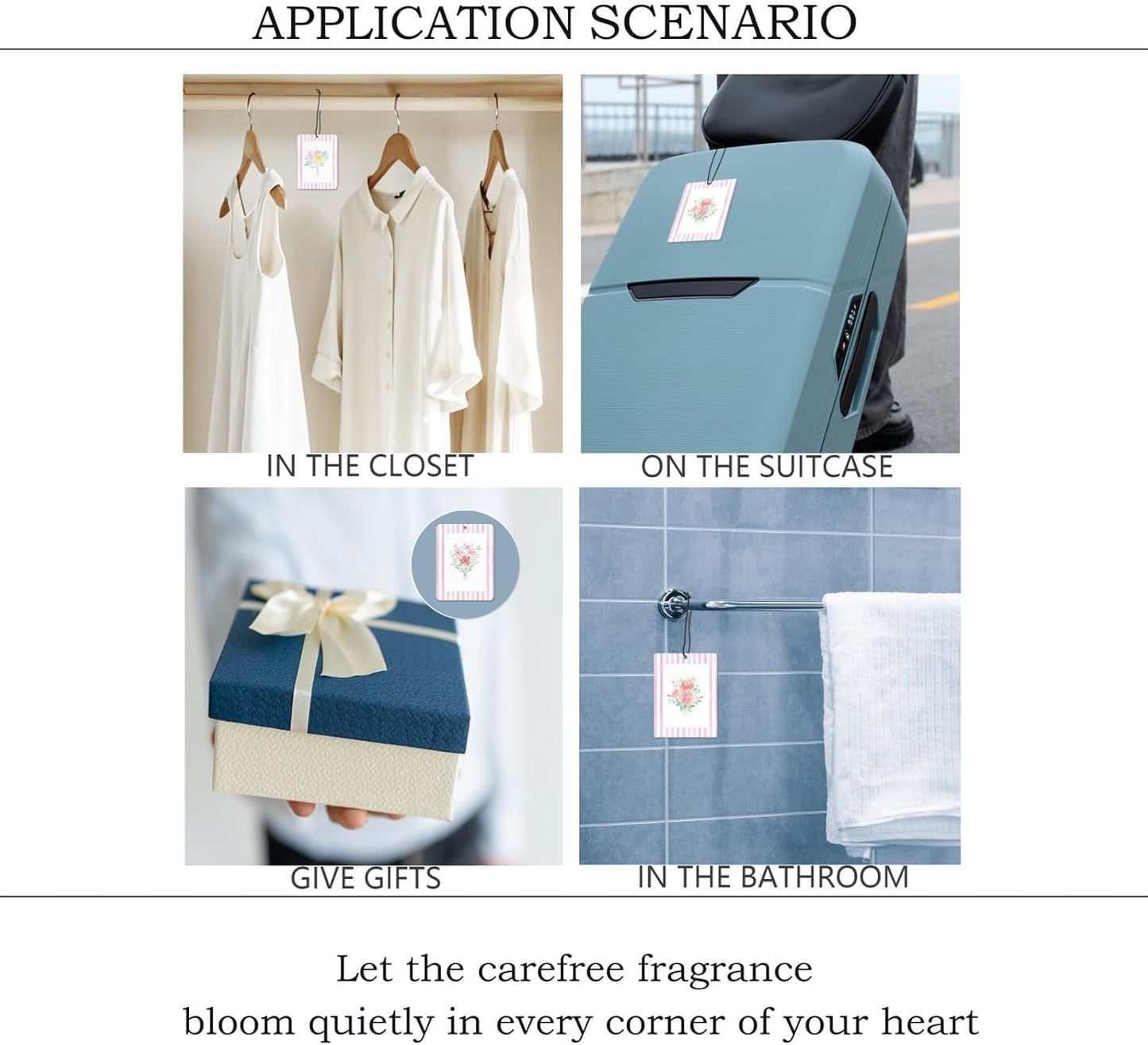 Girly Pink Floral Car Air Freshener 4 Pcs, Preppy Pink Striped Flower Hanging Scents Air Freshener for Women Girls Gifts, Cute Aesthetic Scented Car Accessories Decor for Room Closet Drawer