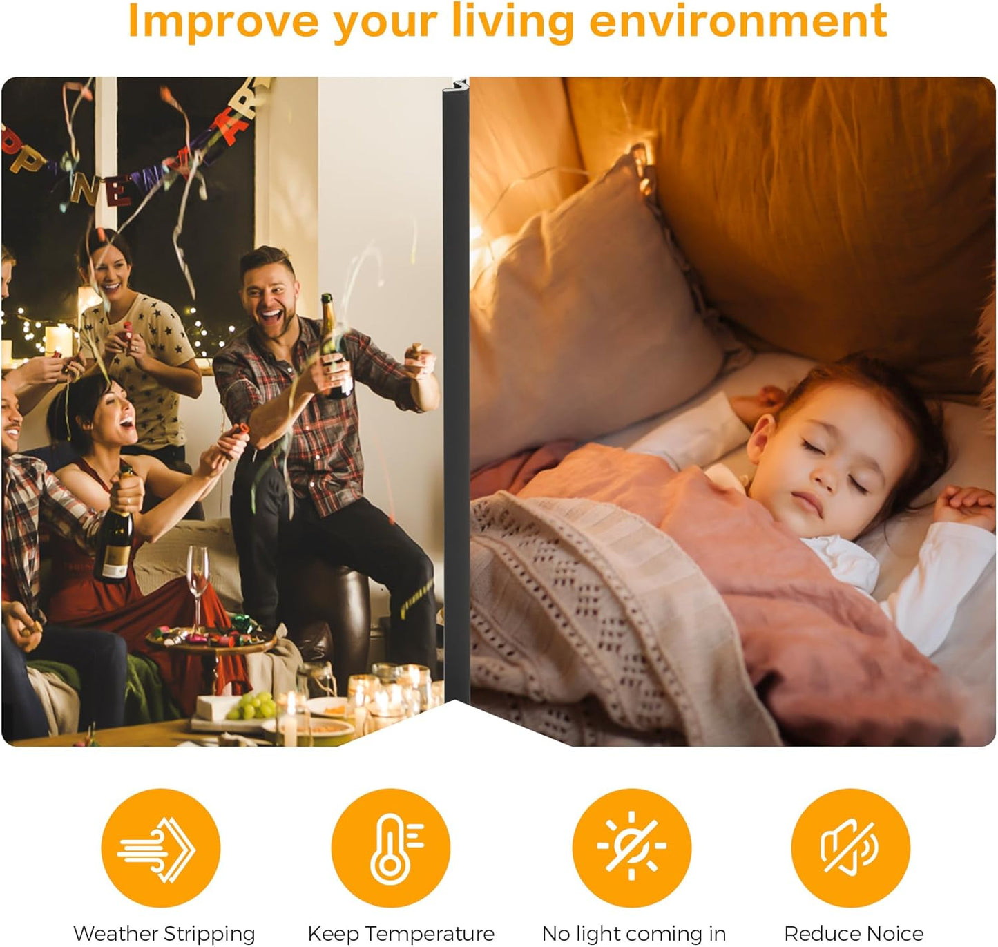 Ravinte Weather Stripping Door Seal Strip Soundproof "Q" Foam Weather Stripping for Door Frame, Exterior Door Weather Stripping for Large Gap, Easy to Install（Black, 28FT)