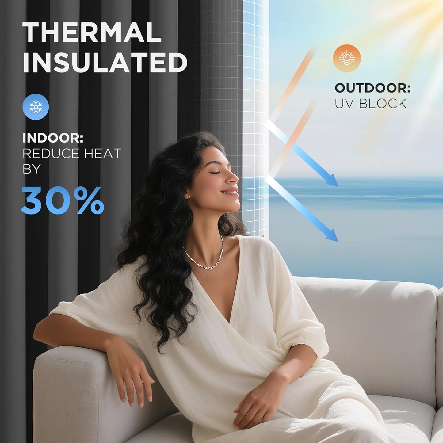 Joydeco Blackout Patio Sliding Door Curtains 108 Inches Long, Grommet Privacy Room Divider Curtains, Extra Wide Thermal Blackout Drapes for Bedroom Living Room (Grey, 70Wx108L, 1 Panel)