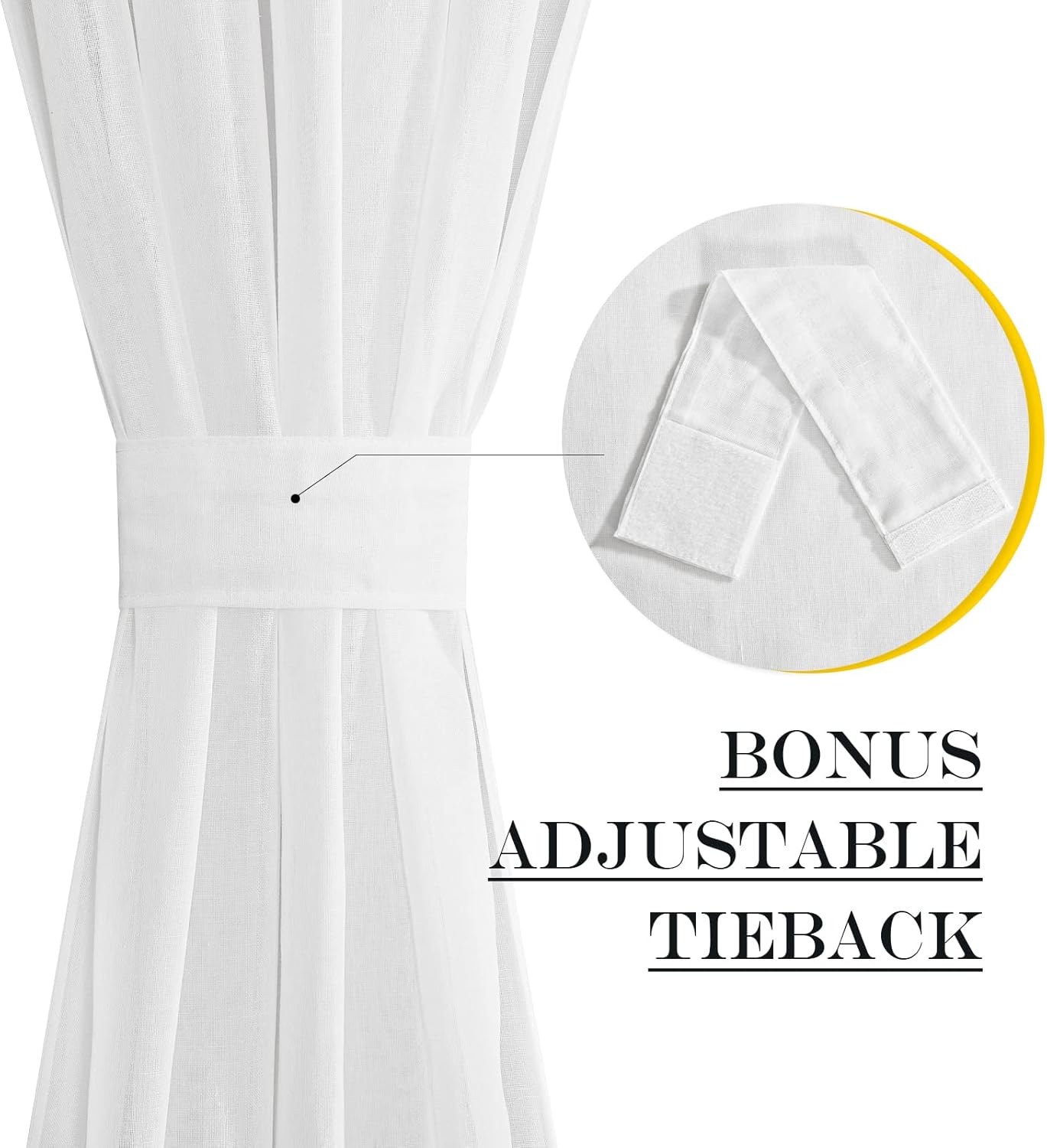 NICETOWN Door Curtains for Window, Light Filtering Privacy French Door Shade for Kitchen Bathroom, White Sheer Front Back Curtin Blinds, 36 x 72 inch, 1 PC