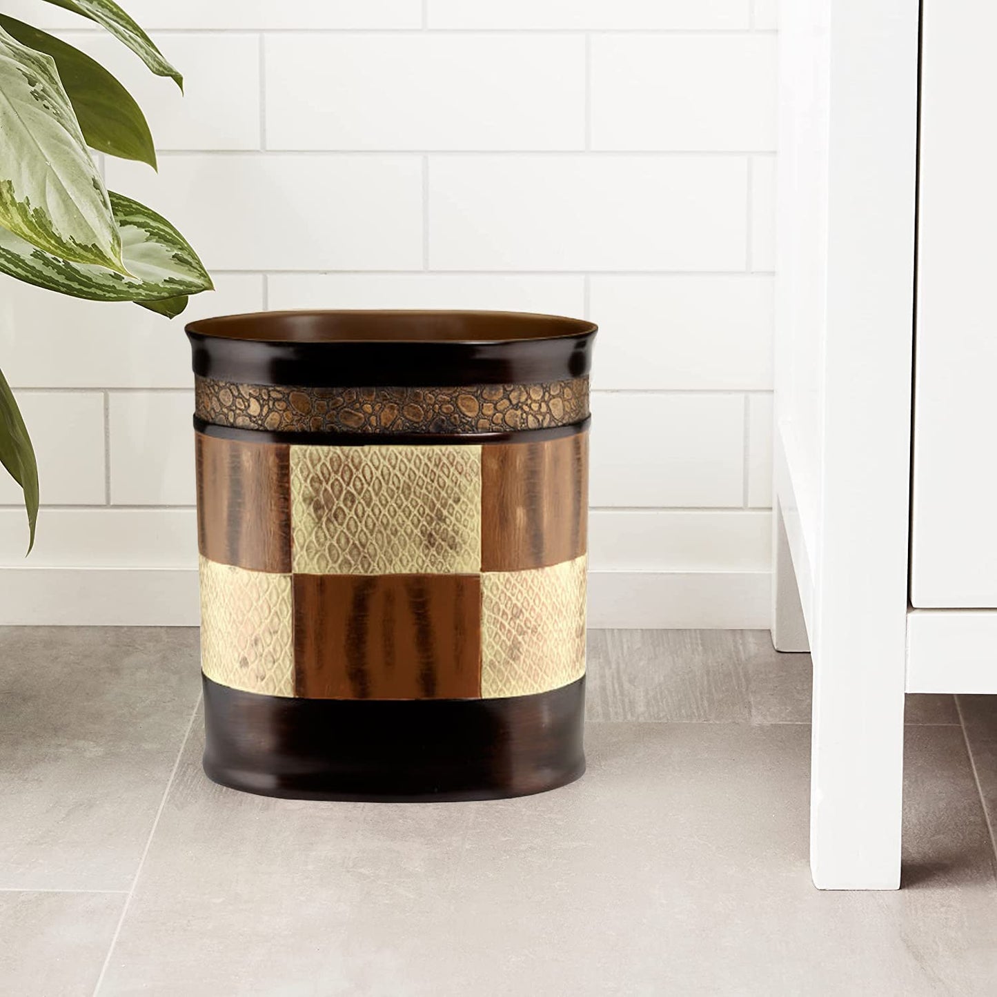 Decorative Trash Can for Bathroom, Office & Bedroom - 2.1 Gallons Stylish & Small Trash Can for Dorms, Desktop & Restroom - Chic Waste Basket for Compact Spaces, Zambia