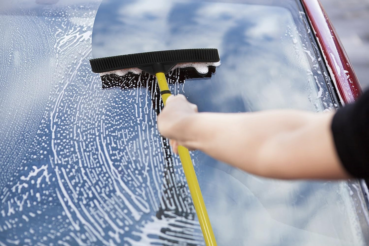 FURemover Original Pet Hair Rubber Broom with Squeegee, with 58" Telescopic Handle for Carpet, Tile and Hardwood