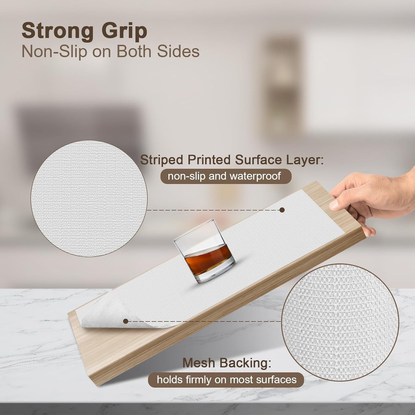 OcePor Non-Adhesive Drawer and Shelf Liner 24IN x 30FT，Non Slip Cabinet and Cupboard Liner, Kitchen Cabinet Liners for Shelves, Waterproof Drawer Shelf Liners for Cabinets/Bathroom Cupboard,White