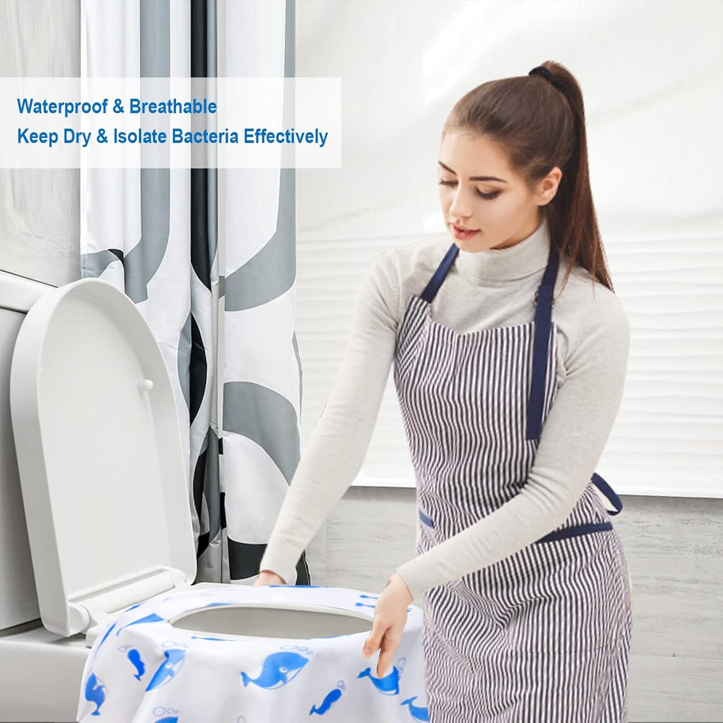 41 Pack Toilet Seat Covers Disposable, Extra Large Disposable Toilet Seat Covers for Adults, Individually Wrapped Potty Training Liners with Non-Slip Adhesives for Kids in Home, Restrooms&Travel -Blue