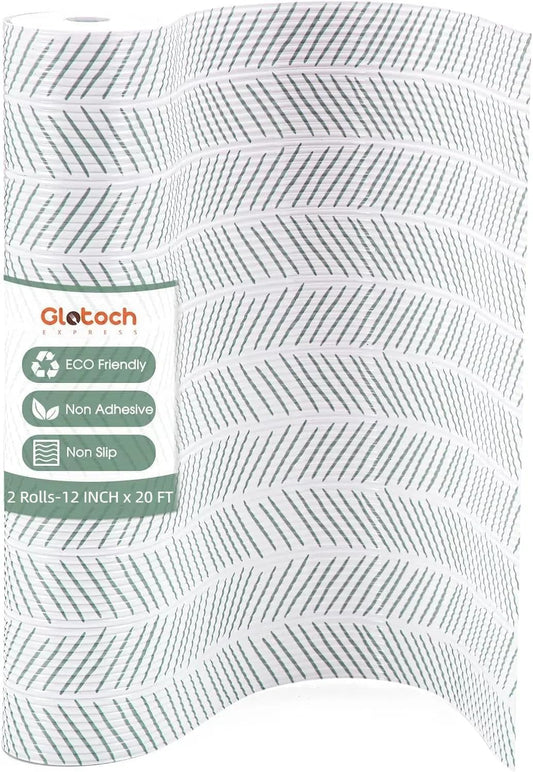 Glotoch Premium Shelf Liners for Kitchen Cabinets,2 Rolls x 12in x 20FT Non-Adhesive Liners for Shelves,Non Slip Waterproof Contact Paper for Drawers Pantry, EVA Cabinet Liner,White Herringbone