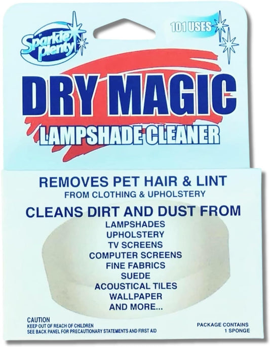 Sparkle Plenty Dry Magic Lampshade Cleaner - Pet Hair Removal Tool for Clothes & Upholstery - Lint Trap Cleaning Tool - Dust Cleaner for Lampshades, Electronic Screen, Fabrics, Tile, Wallpaper & More