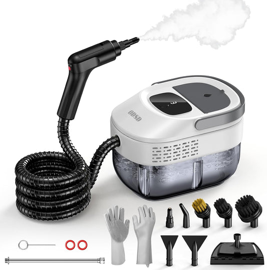 ODSD Steam Cleaner for Home & Car, 3-Level Adjustable Steamer for Cleaning, 15s Heat-Up & 1.6L Large Tank, Handheld Steam Cleaner for Car Detailing, Home, Tile, Grout, Furniture with 15pcs Accessories