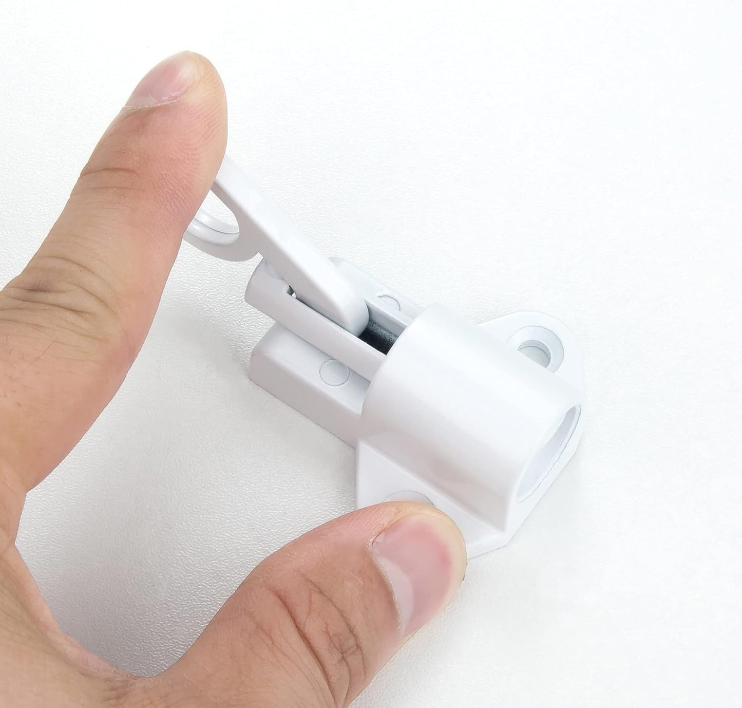 4 Packs Self-Closing Latches，White Spring Door Lock，Resilient Bolt Latch Aluminum Alloy Safety Automatic Spring Barrel Slide Door Lock with Screws,Used for Gate,Window and Cabinet etc