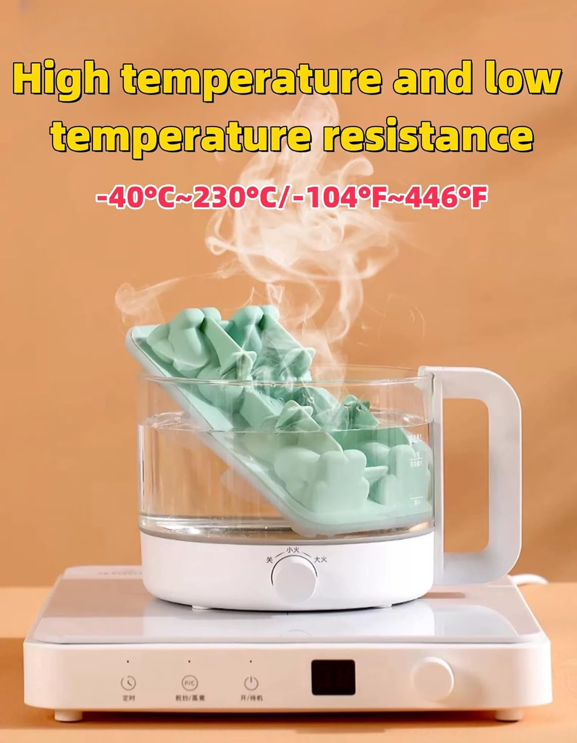 Cute 3D Cat Silicone Ice Cube Tray Mold Cartoon Animal Ice Box BPA-Free (Green)