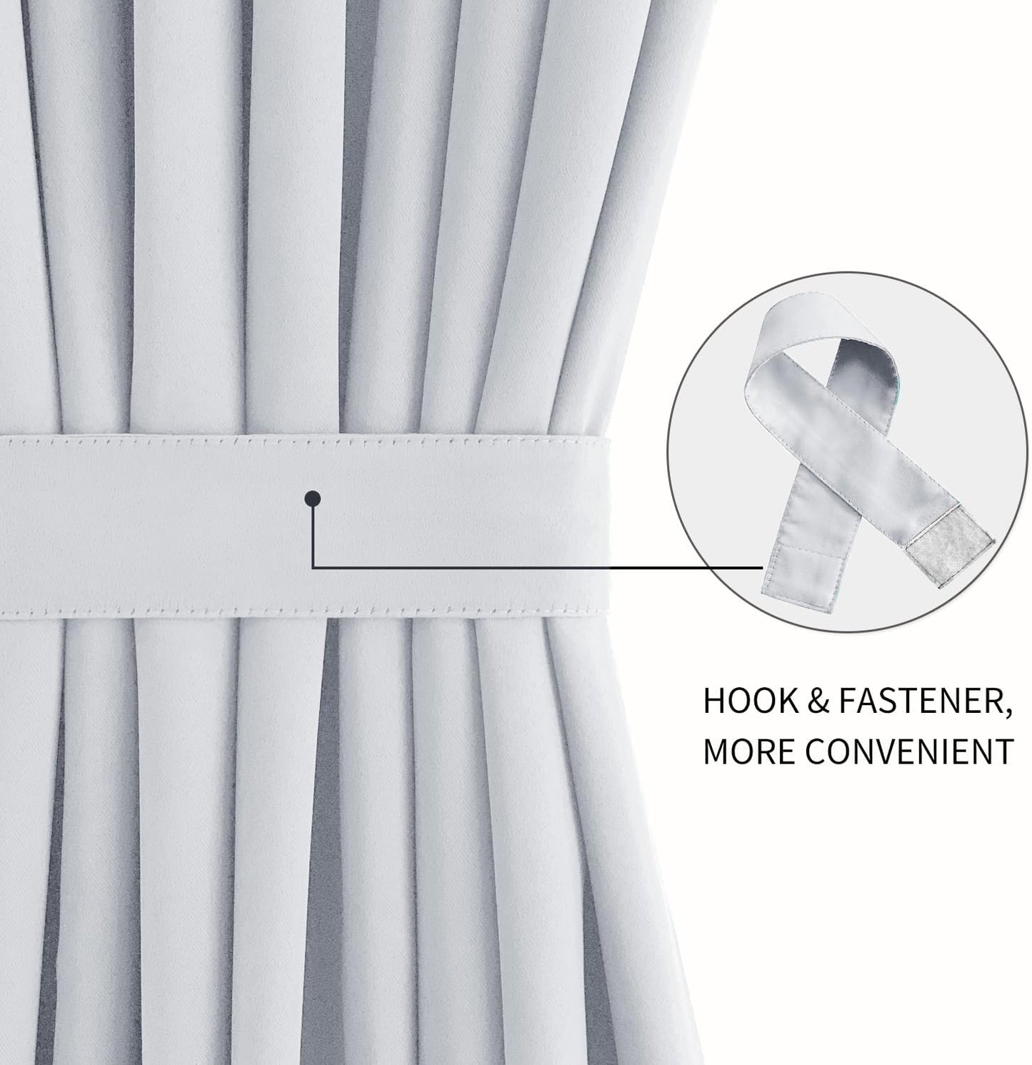 DWCN French Door Curtains – Rod Pocket Thermal Curtain for Doors with Glass Window, Kitchen and Patio Doors for Privacy, 12 X 72 Inches Long, 1 Curtain Panel with Tieback, Greyish White