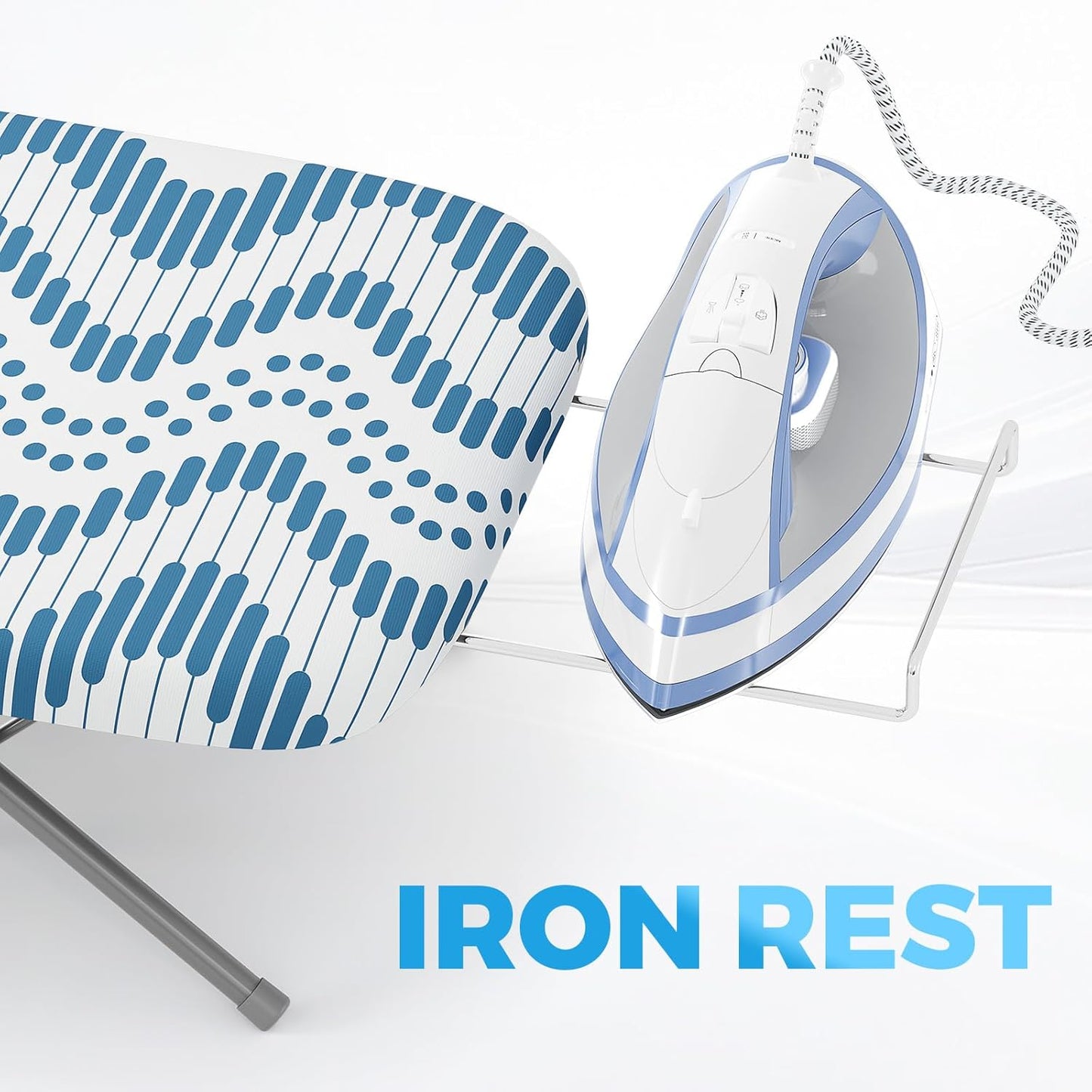 KINGBOARD Tabletop Ironing Board, Small Ironing Boards with Iron Rest, Folding Iron Board, Extra Thick Cover, Portable Tabletop Ironing Board with Non-Slip Feet, 30x12 Blue