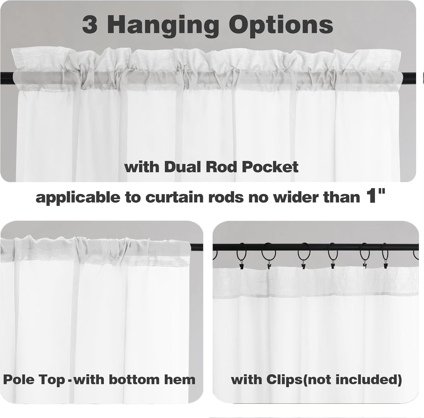 Chyhomenyc White Sheer Curtains 78 Inches Long 2 Panels Set for Living Room, Light Filtering Voile Lightweight Bedroom Curtains, Solid Window Treatment Drapes, Each 42W x 78L