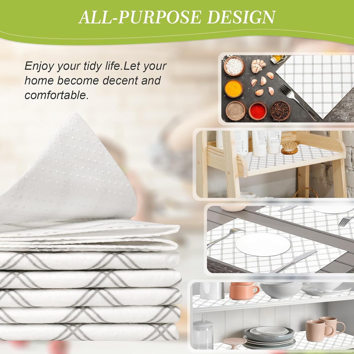 Cooyes 6pcs 12" x 24" Refrigerator Drawer Liners, Fridge Organizers and Storage, Washable Absorbent Fridge Bin Liners, Refrigerator Shelf Mats Air Circulating Non-Slip Non-Adhesive