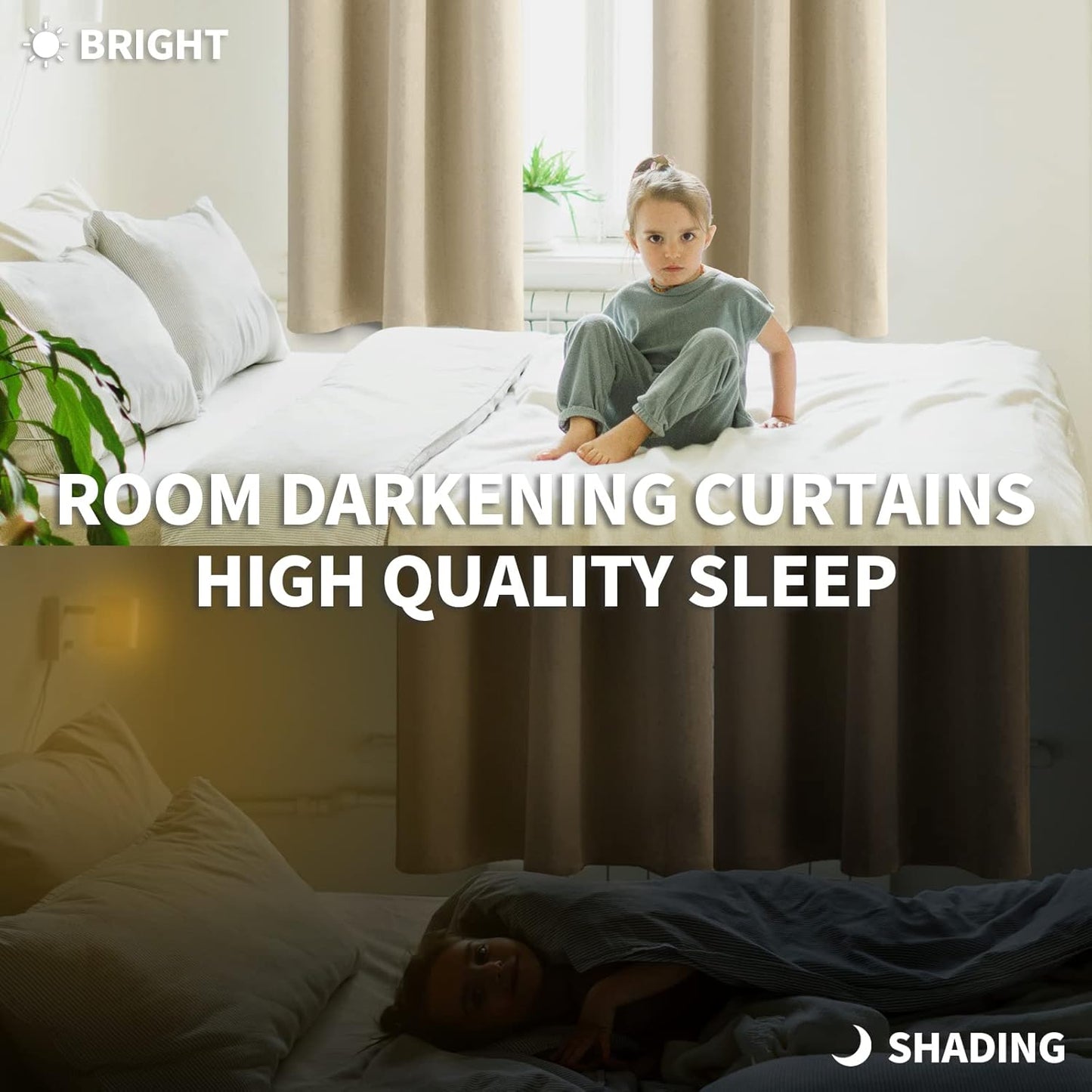 BGment Beige Room Darkening Curtains 84 Inches Length - Rod Pocket Thermal Insulated Blackout Curtain Drapes for Bedroom Living Room, 42 x 84 Inch, 2 Panels, Beige