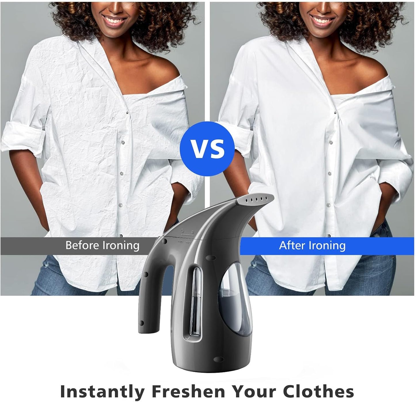 HiLIFE Steamer for Clothes, Portable Handheld Design, 240ml Big Capacity, 700W, Strong Penetrating Steam, Removes Wrinkle, for Home, Office(ONLY FOR 120V)-Black