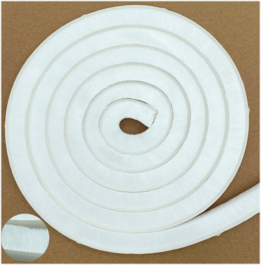 32 Ft Weather Stripping Self Adhesive Seal Strip Weatherstrip for Windows and Doors House Soundproofing(32ft x11/32 Backing x 9/16 Brush inch, White)
