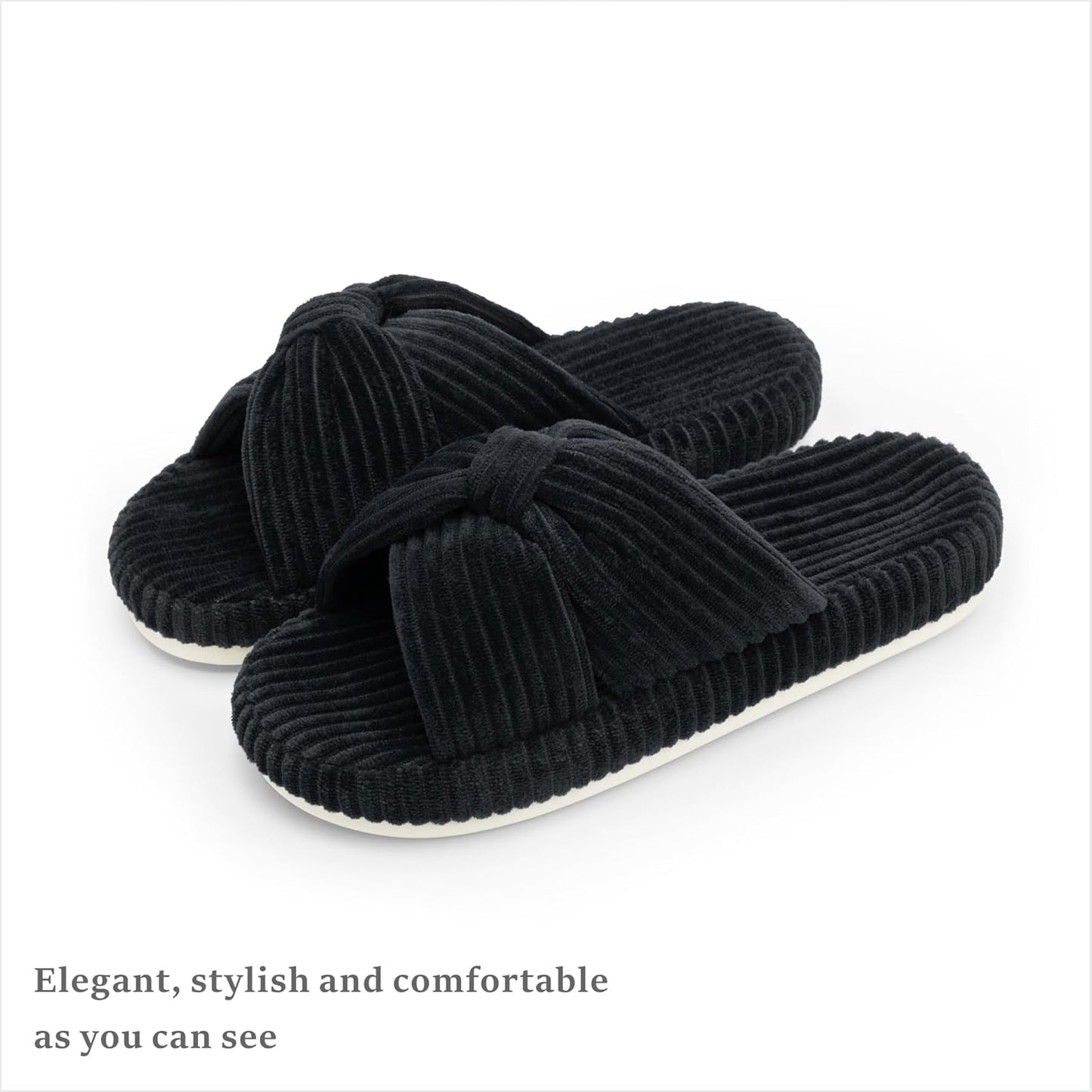 Chantomoo Slippers for Women Memory Foam House Bedroom Corduroy Bow Crossbands Slide Slipper Shoes Comfy Trendy Gift Slippers
