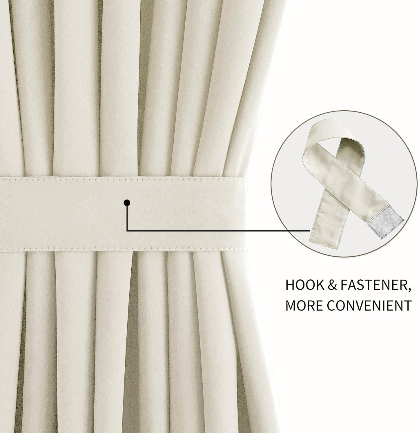 DWCN French Door Curtains – Rod Pocket Thermal Blackout Curtain for Doors with Glass Window, Kitchen and Patio Doors for Privacy, 25 X 72 Inches Long, 1 Curtain Panel with Tieback, Light Beige