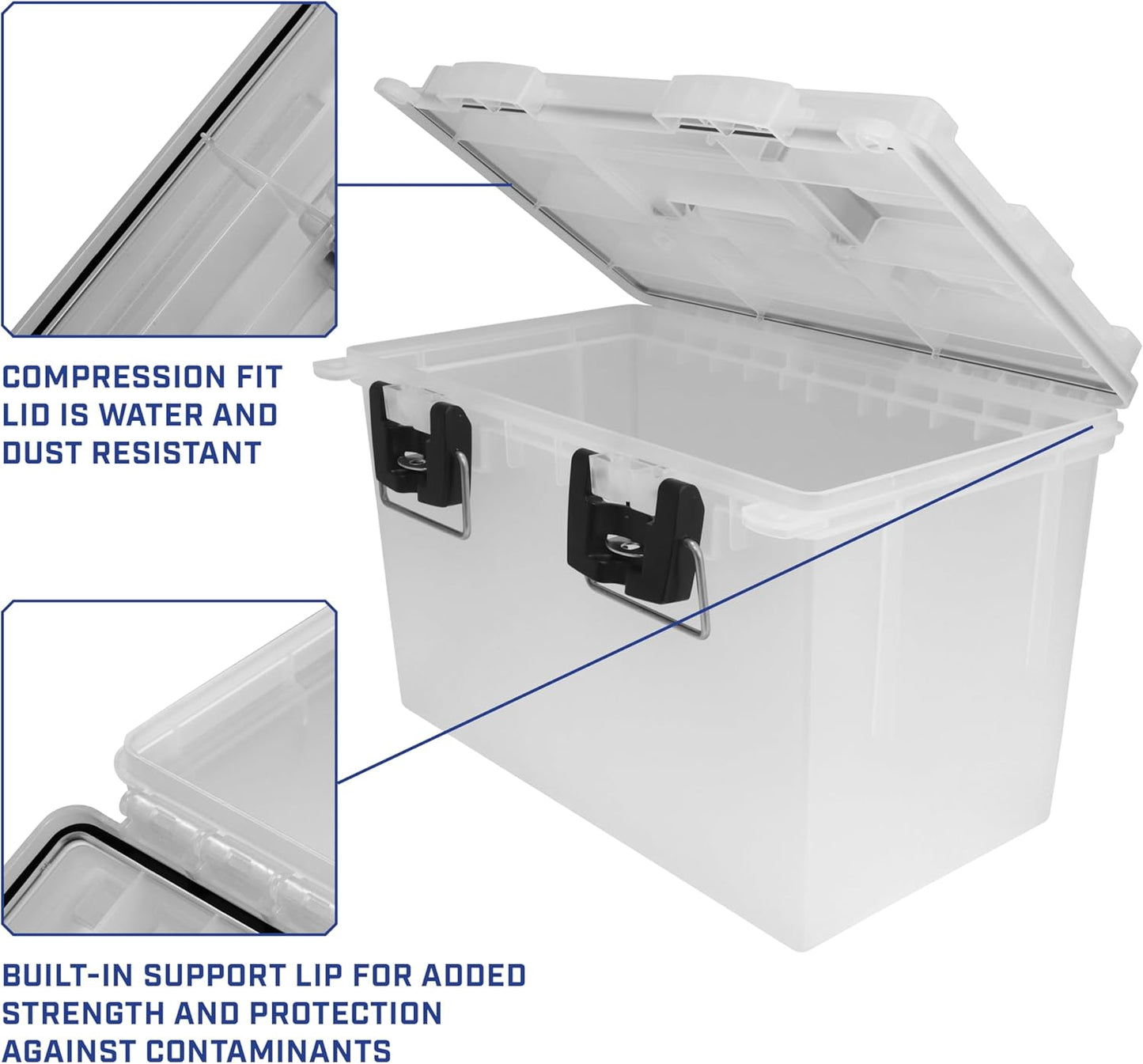 Sheffield 12767 XL Storage Bins With Lids, 4-Pack Stackable Storage Bins, Made in USA, Lockable and Water-Resistant Containers with Lids, Plastic Containers for Home, Classroom, and Dorm