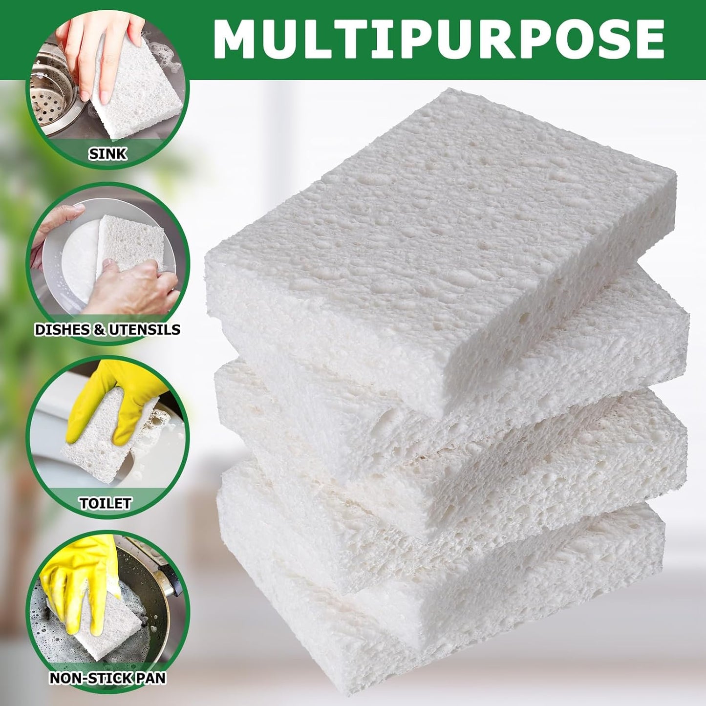 12 Pack Dishwashing Sponges Natural Cellulose Sponges Plant Based Resilient and Reusable Soft Dish Sponges for Washing Dishes DIY Craft Sponge for Fun