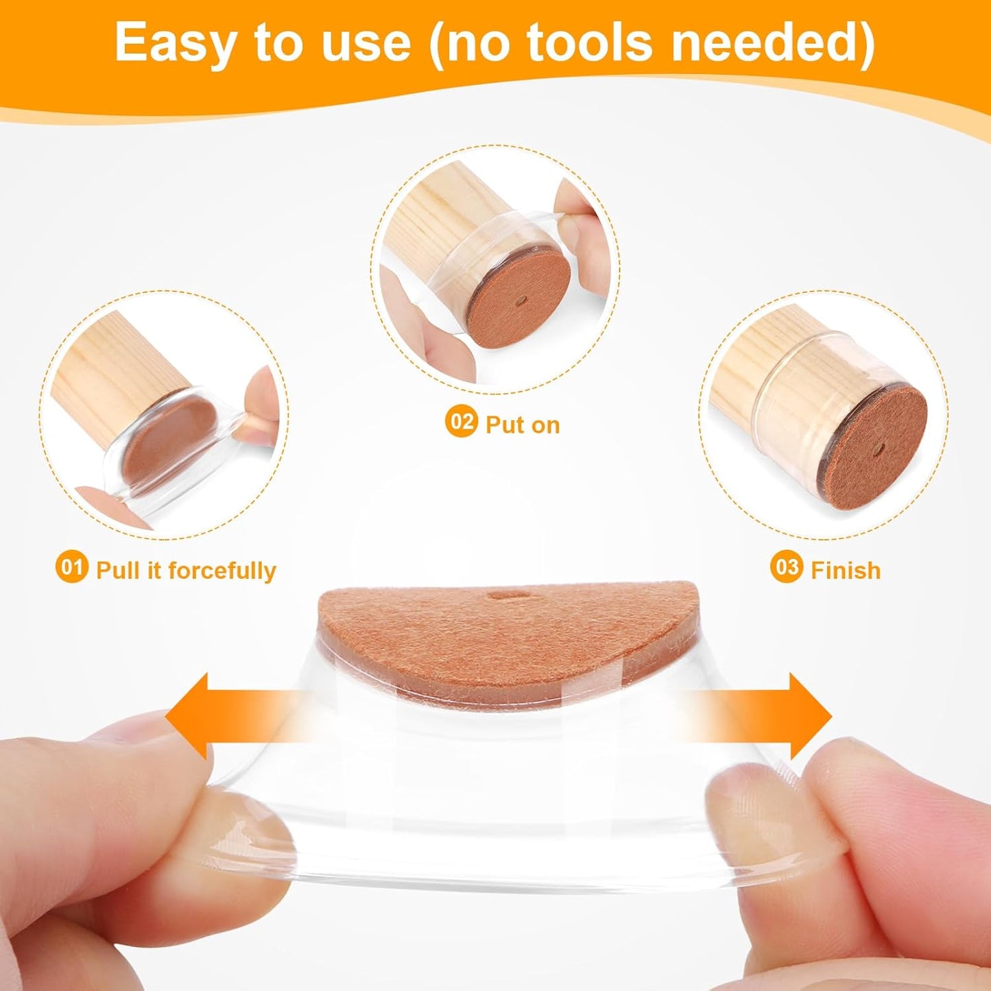 CHUNZEXI 24 Pack Chair Leg Floor Protectors for Hardwood Floors, Silicone Felt Covers Pads Caps, Protect Wood Furniture Feet Floors Noise Reduce and Scratch (Universal Small & Clear)