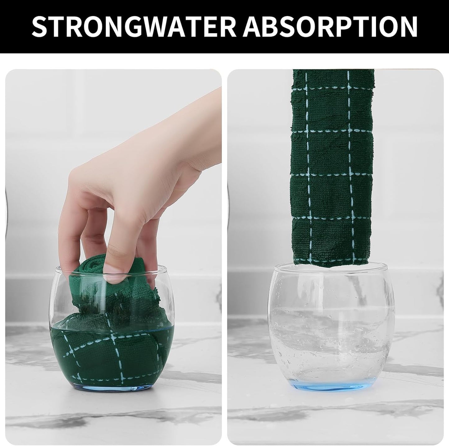 Homaxy 100% Cotton Terry Kitchen Dish Cloths, Ultra Soft and Absorbent Dish Towels for Kitchen, Perfect for Drying and Washing Dishes, 12 Pack, 12 x 12 Inches, Dark Green