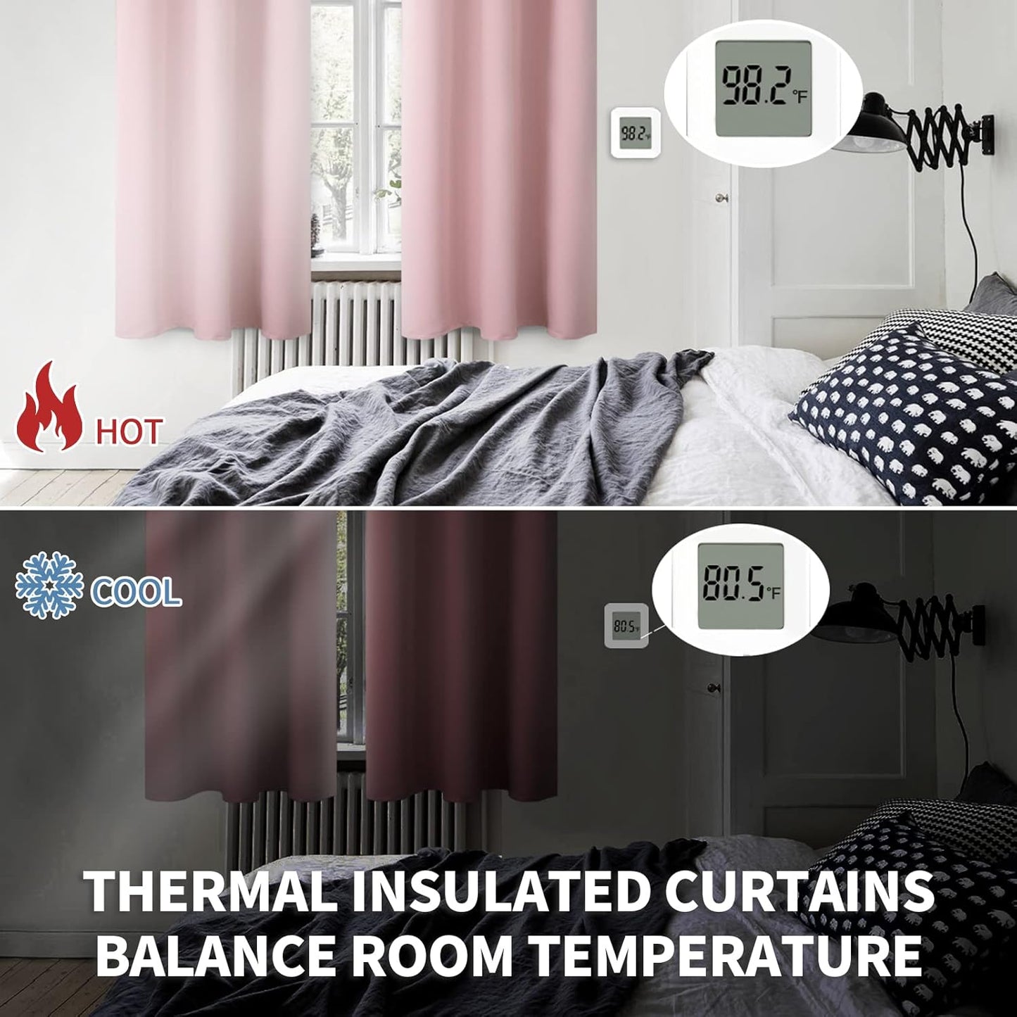 BGment Baby Pink Room Darkening Curtains 36 Inch Length for Short Window - Rod Pocket Short Thermal Insulated Blackout Drapes for Bathroom Kithchen Girl Bedroom, 42 x 36 Inch, 2 Panels