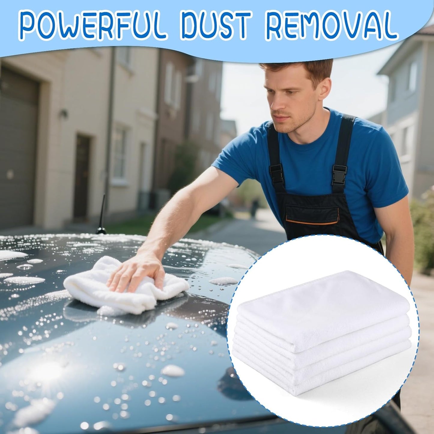 4 Pack Extra Large Microfiber Cleaning Cloths 20"x30", Lint-Free Reusable Towels for Home, Glass, Windows, Office, Kitchen, Bathroom – White