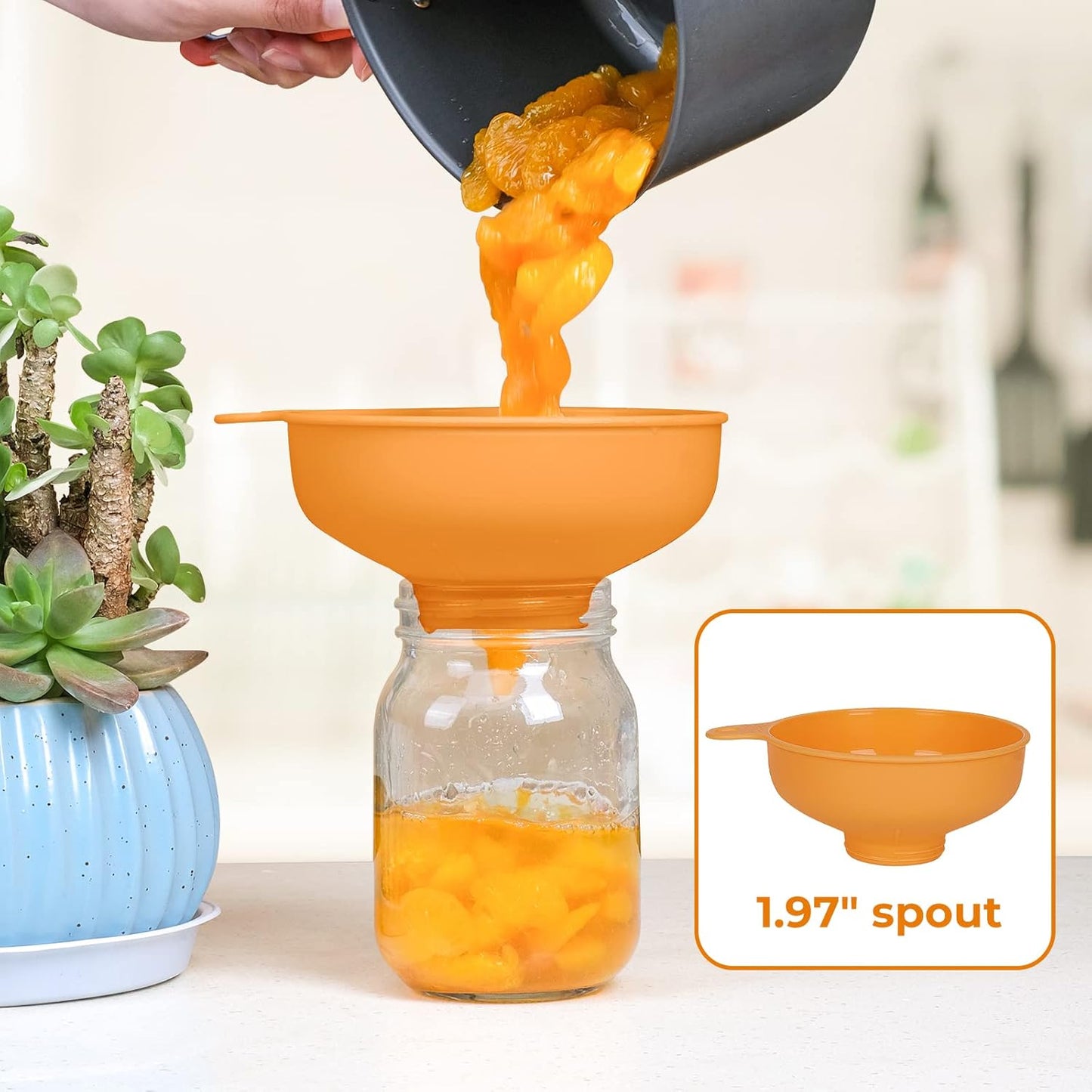 Wide Mouth Kitchen Funnel, Food Grade Plastic Cooking Canning Funnel with 4 Sizes Spouts for Filling Wide and Regular Mason Jars, Spray Dropper Oil Bottle Jug Spices Shampoo Sauce