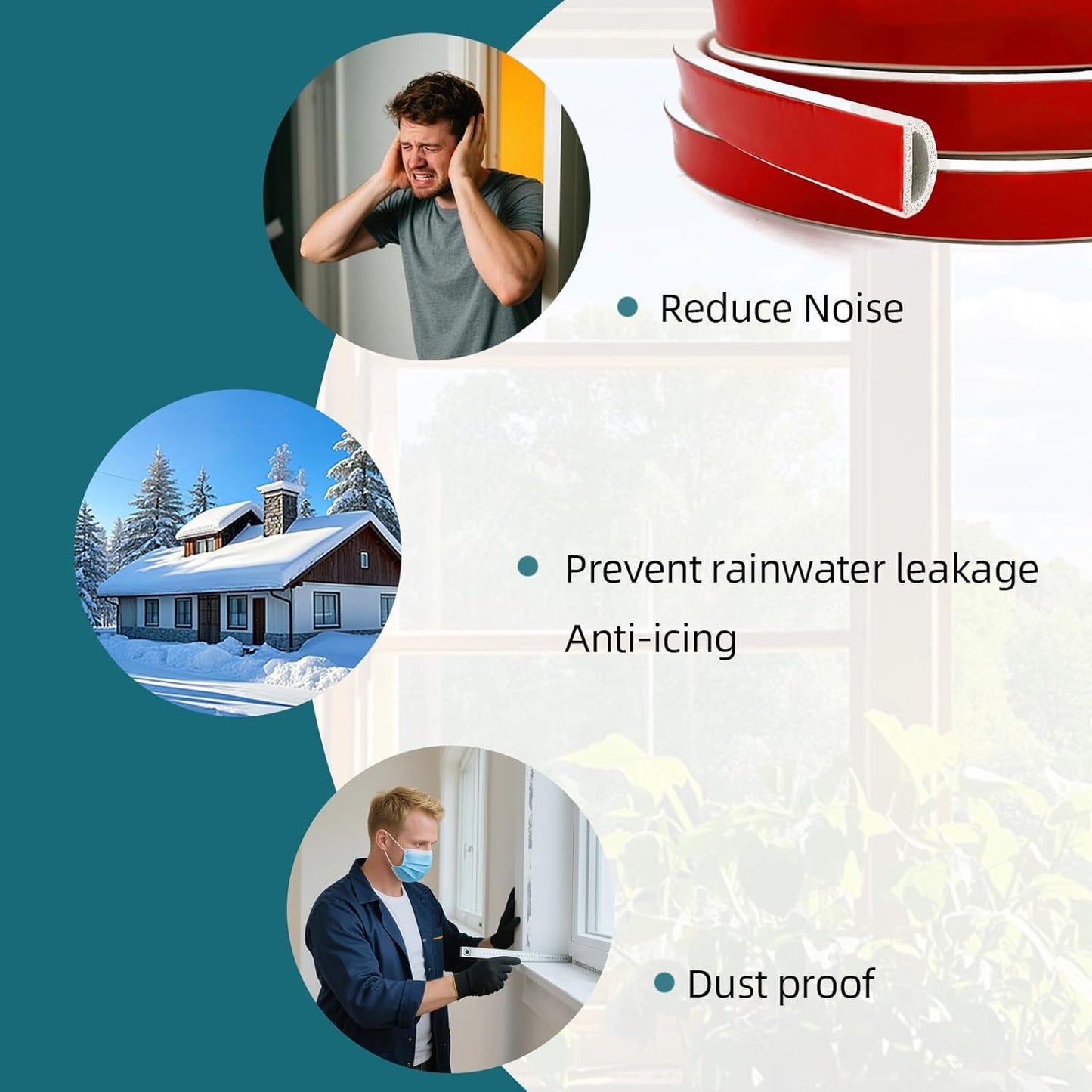 White Rubber Weather Stripping, Self-Adhesive D Shape Rubber Seal for Boat, Auto, RV, Marine, Garage Doors/Window and More, W:0.75"; H:0.375"; L:25Feet