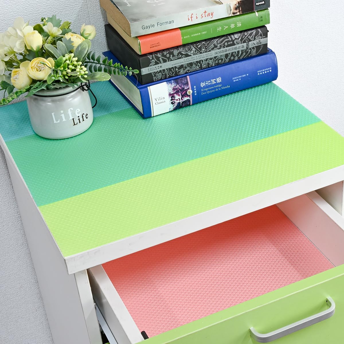 BOPART 12Pcs Refrigerator Liners Washable Fridge Shelf Liners Refrigerator Mats for Freezer Glass Shelves Kitchen Cabinets Cupboards Drawers (17.7" x 11.4")