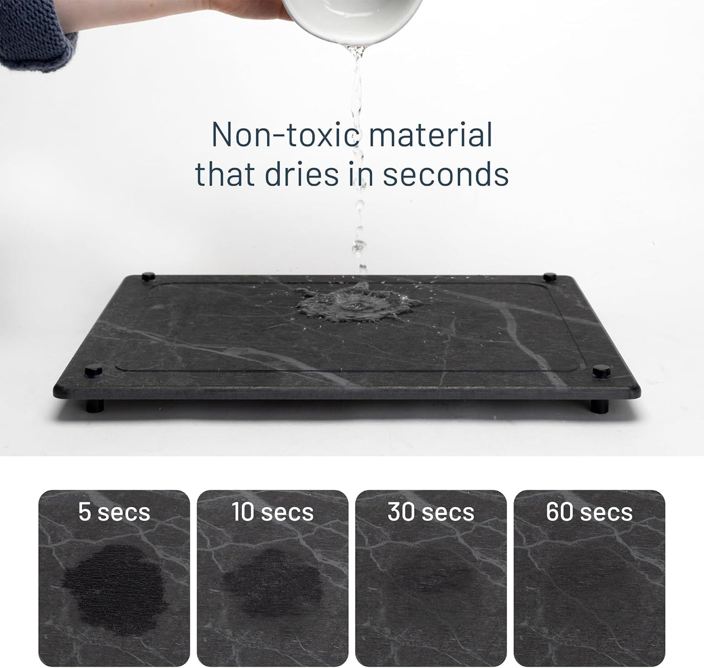 Natural Dish Drying Mat – Eco-Friendly, Rapid-Dry Technology | Modern Design | Non-Toxic | BPA-Free Kitchen Mat by Female-Founded USA Brand | Durable & Sustainable