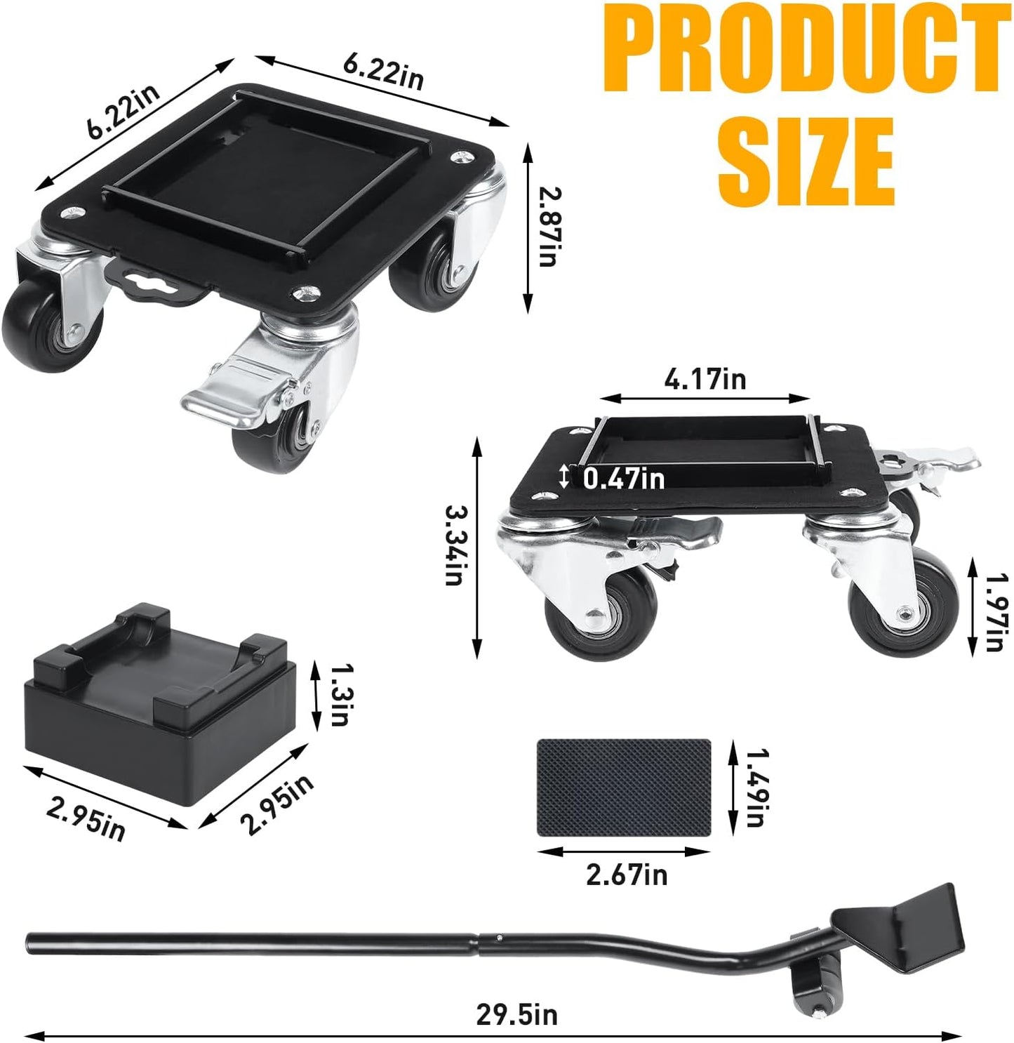 Furniture Movers with 4 Wheels,Heavy Duty Furniture Lift Mover Tool Set with 2000 lbs Load Capacity, Easy Sliders Dolly with Removable Side Guards&Brake, for Moving Appliance,Sofa etc