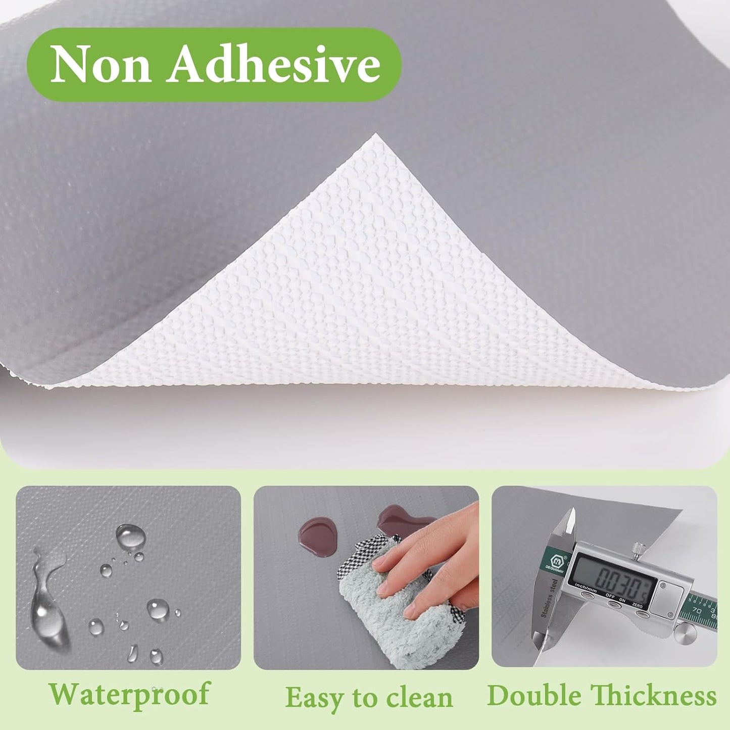 Shelf Liners for Kitchen Cabinets 12in x 30FT Non Adhesive Drawer Liner Grey Thickened Shelf Liner Paper Strong Non-Slip Easy to Clean for Tool Box Refrigerator with Knife and Tape Measure