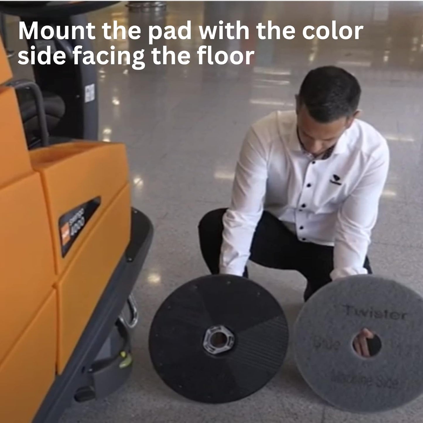 Diversey DD1229104 TASKI Twister Intellipad Diamond Coated Floor Machine Cleaning Pad, Made in USA, Burnish to High Super Gloss Finish, Grey/Brown, 12-inch (Pack of 2)