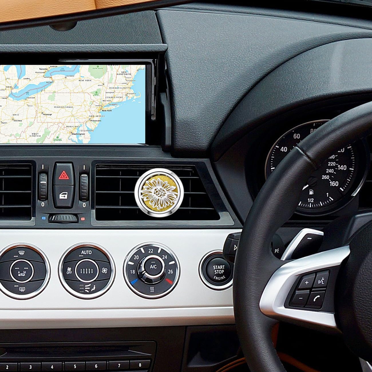 Sunflower Essential Oil Car Diffuser Vent Clips Car Diffuser Aromatherapy Vent Clip Air Freshener Car Accessories for Women with 10 Refill Pads