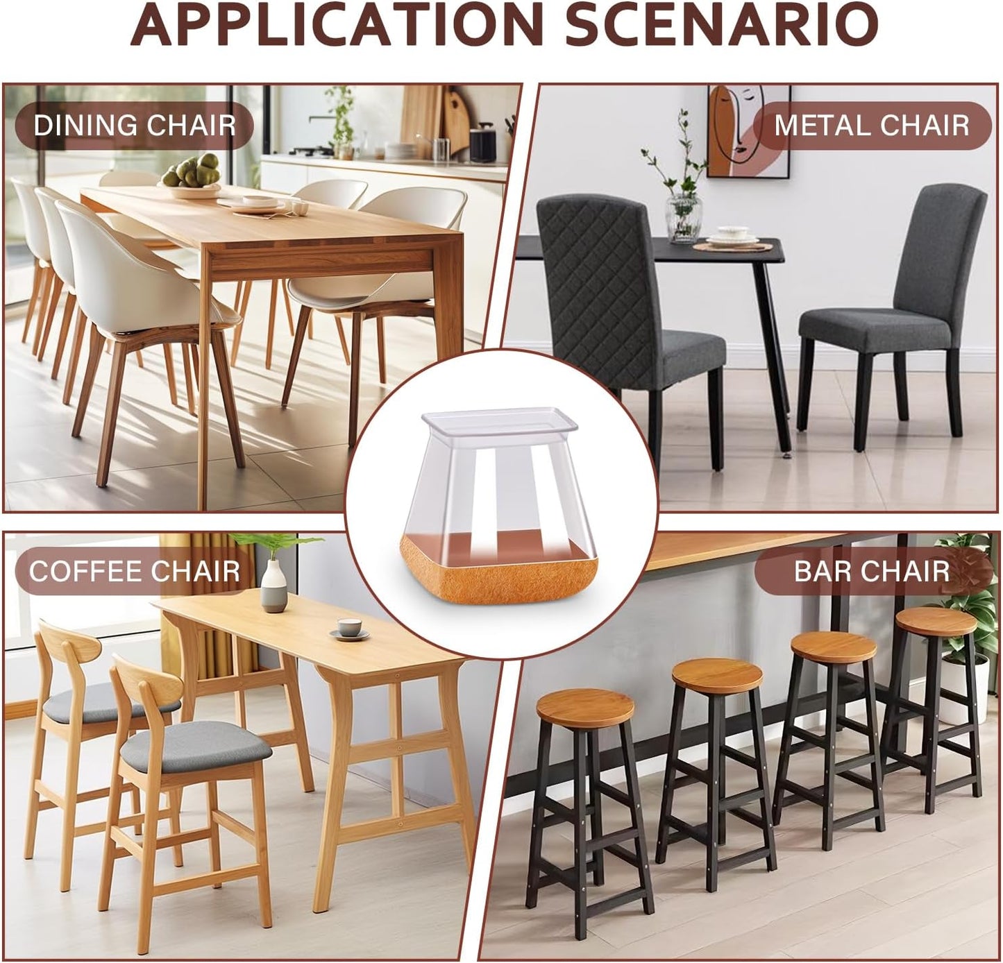 Chair Leg Floor Protectors Square Chair Leg Protectors for Hardwood Floors Silicone Caps Felt Strengthen Bottom Protection Anti-Scratch Reduce Noise 32 Pack Clear Square Fit:1-1/8" to 1-9/16"(27-40mm)