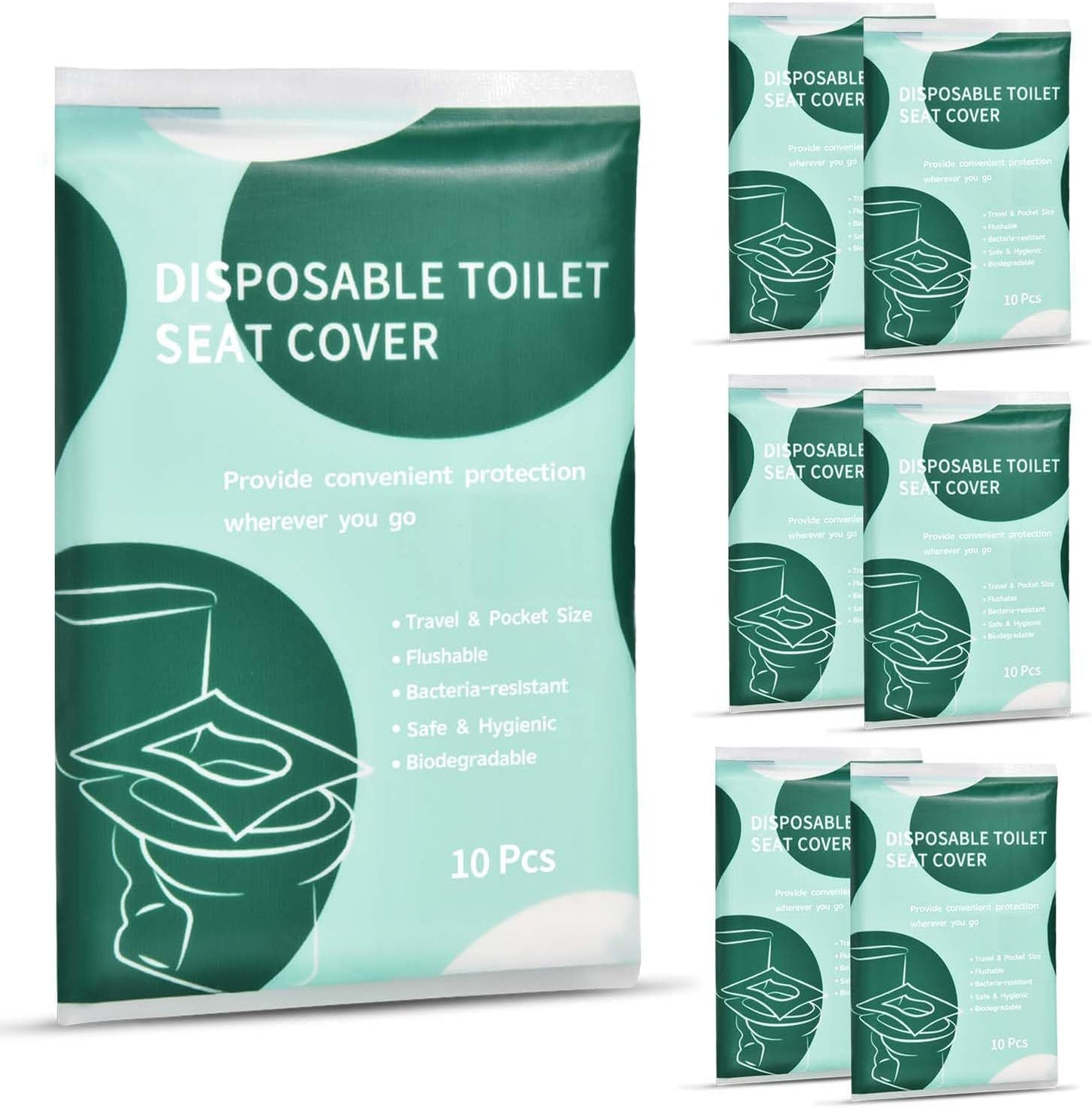 60 Pcs Disposable Flushable Paper Toilet Seat Covers Travel Supplies Essentials for Airplane, Public Restrooms, Bathroom, Hotels, Camping, Kids or Adults
