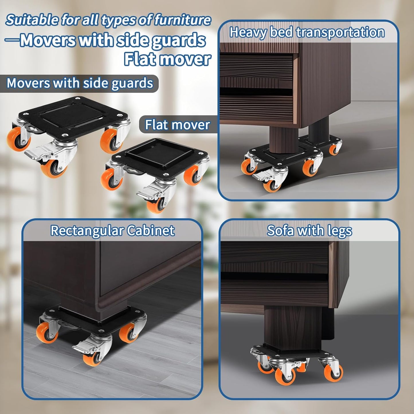 Furniture Dolly & Furniture Movers with Wheels – Furniture Lifters for Heavy Furniture – Lift and Wheel Combo Furniture Mover with Moving Furniture Gliders – Furniture Moving Wheels for Home & Office