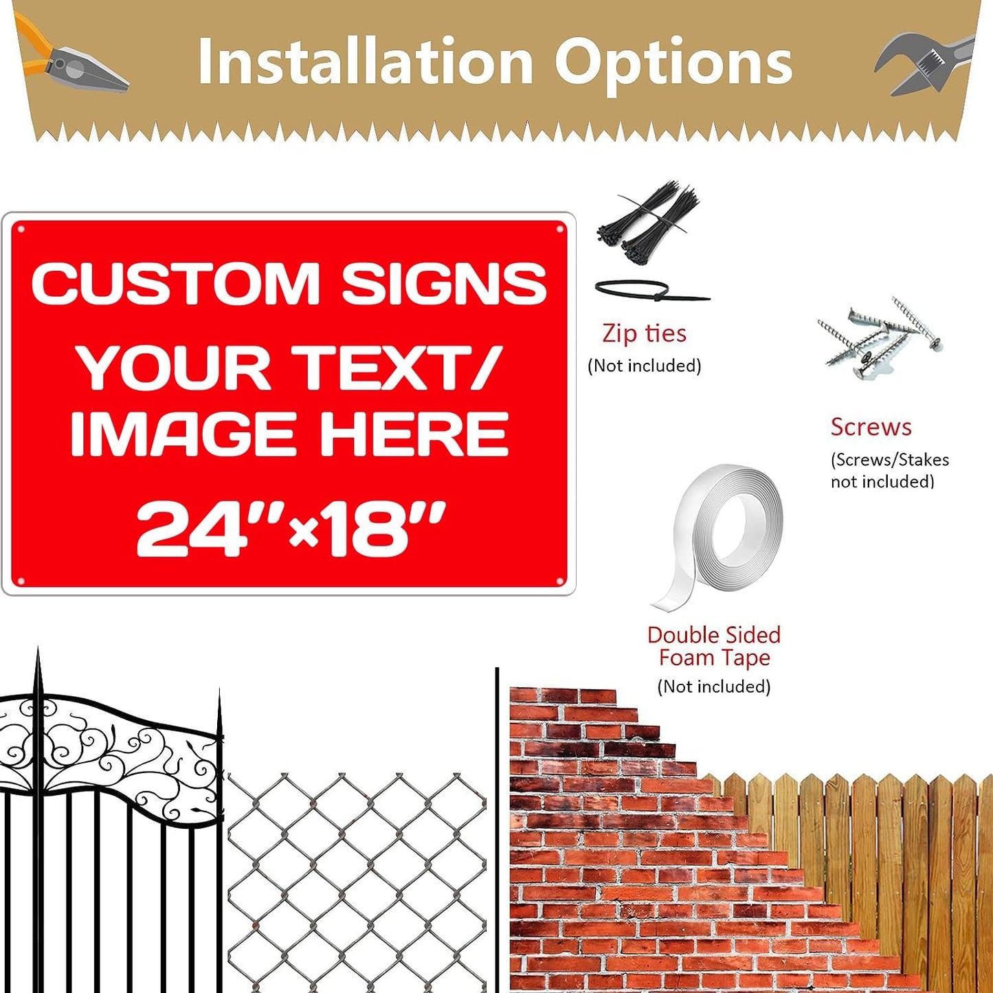 Personalized Aluminum Weatherproof Metal Signs - Custom Text & Picture, Multiple Sizes - Hazard, Garden, Custom Door & Business Signs