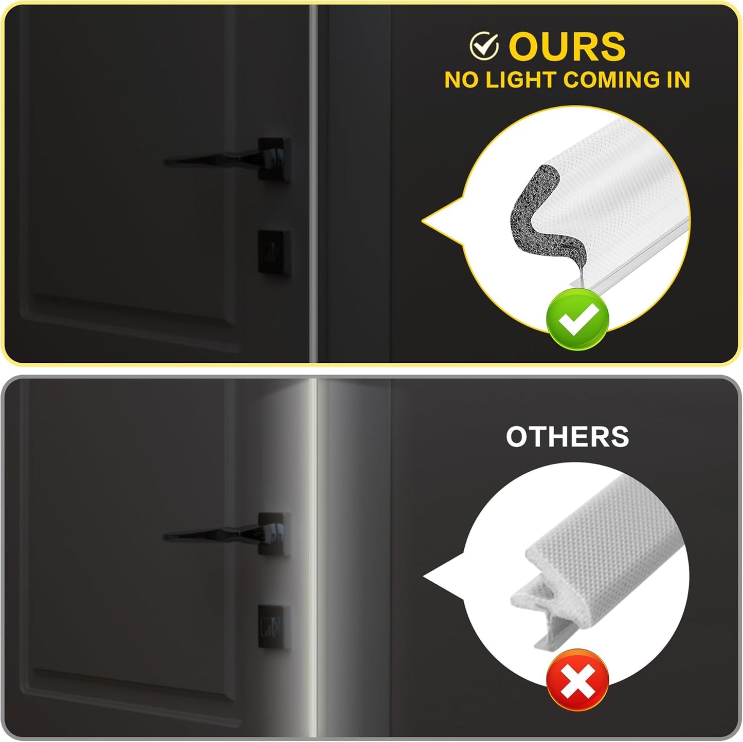 Weather Stripping Door Seal Strip - Soundproof Q-Shaped Foam for Exterior Door Frame, Large Gap Seal, Noise Cancelling, Easy to Install (White, 60FT)